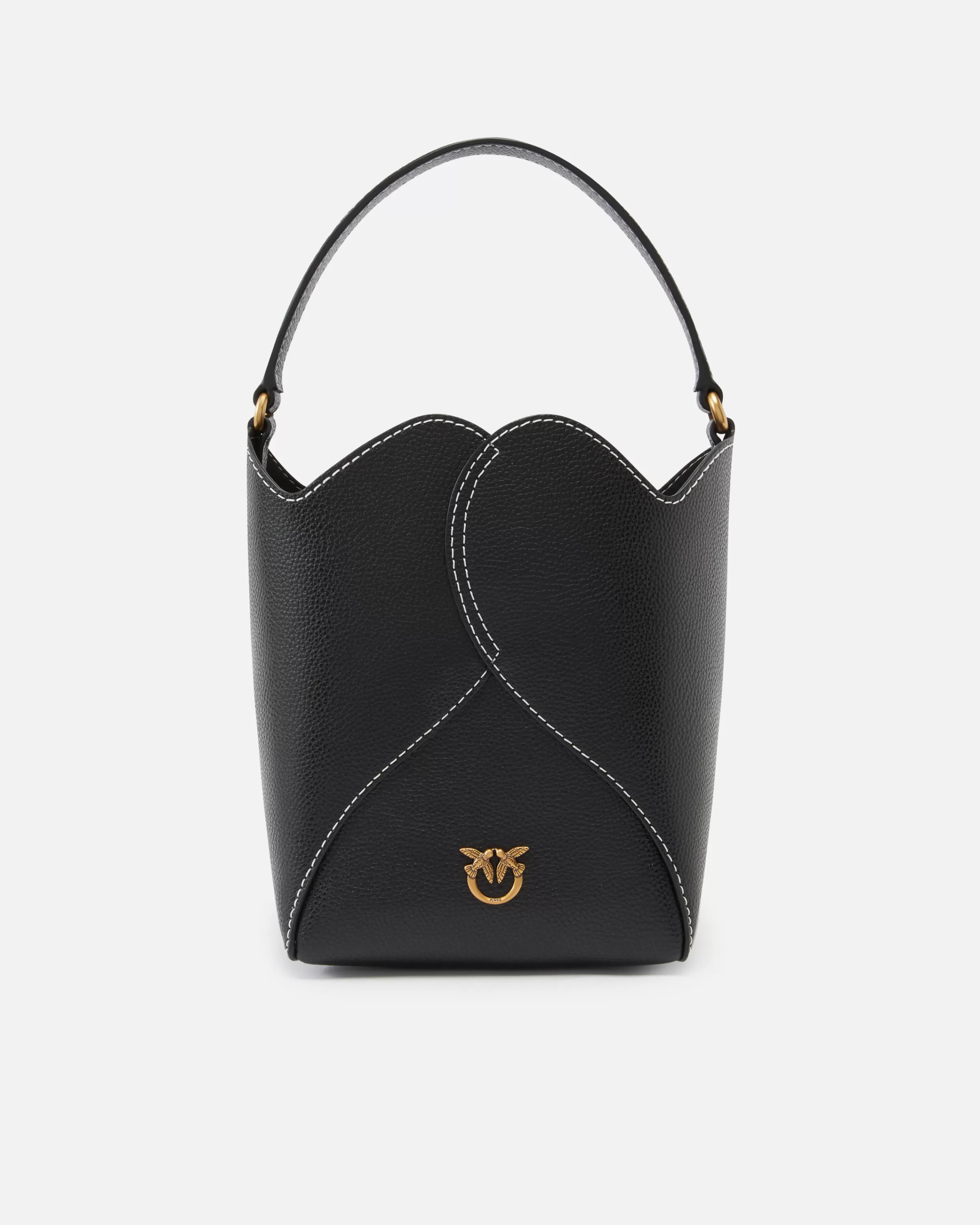 PINKO Heart mini leather bucket bag with shoulder strap