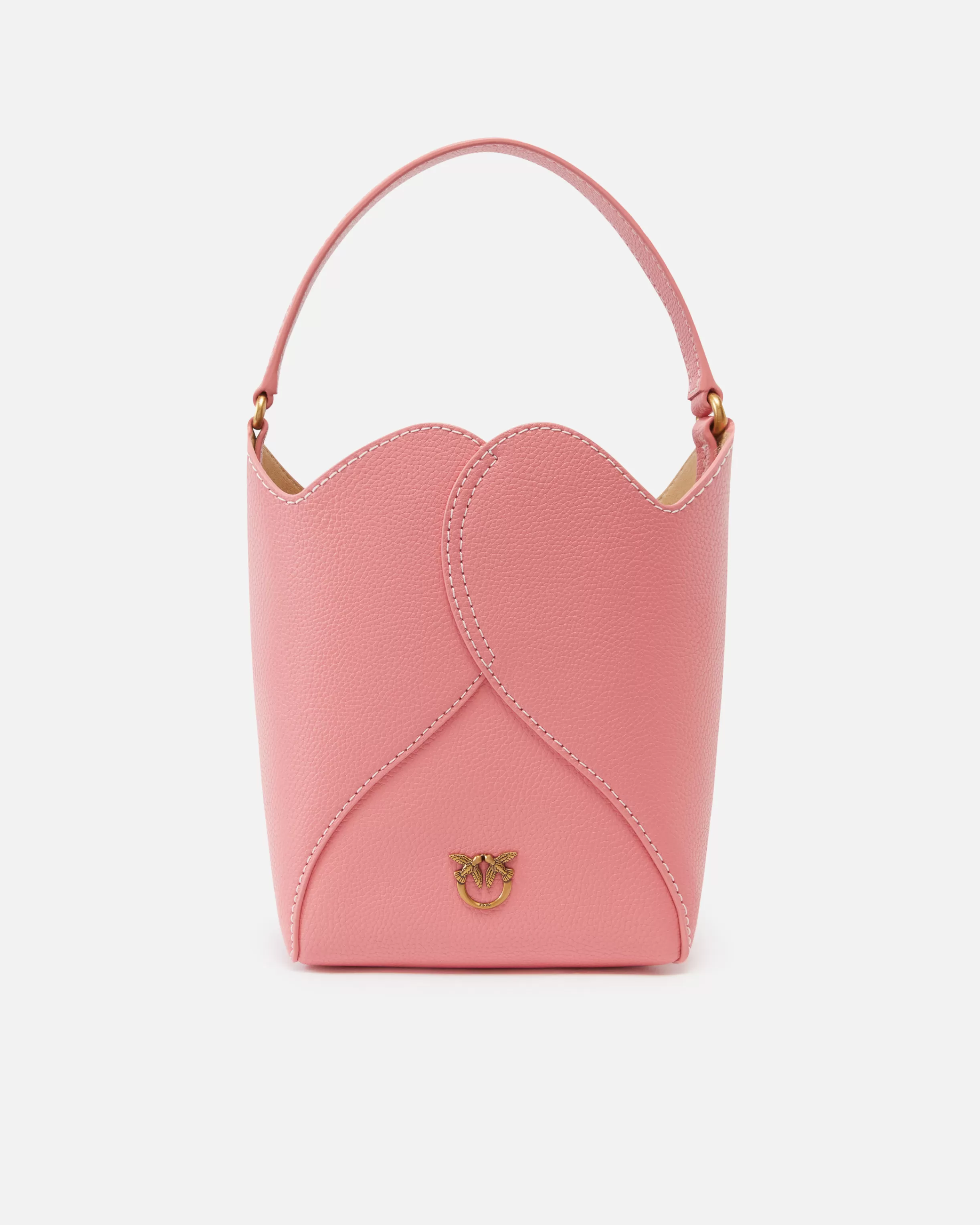 PINKO Heart mini leather bucket bag with shoulder strap