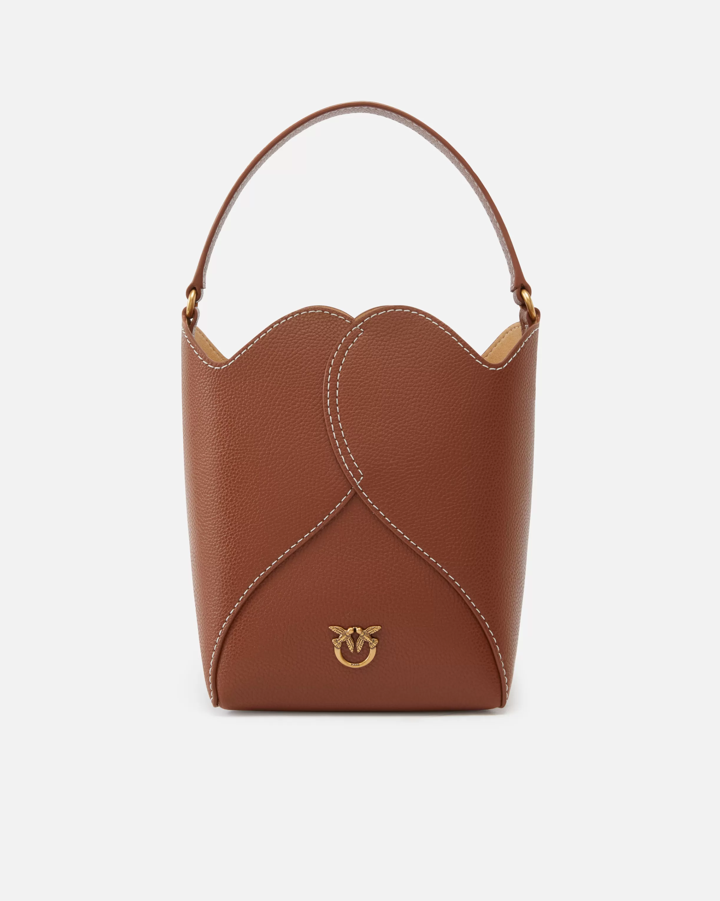 PINKO Heart mini leather bucket bag with shoulder strap