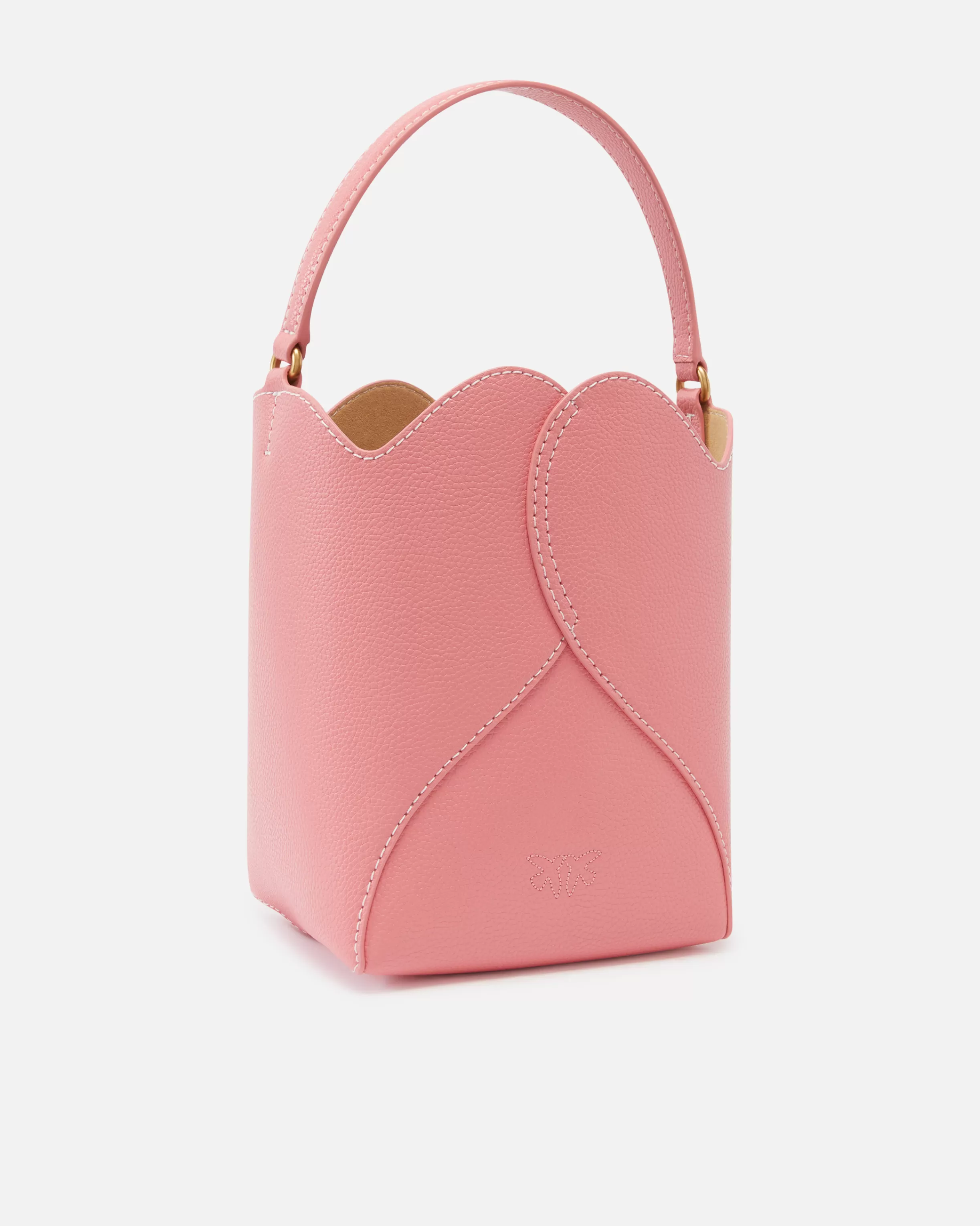 PINKO Heart mini leather bucket bag with shoulder strap