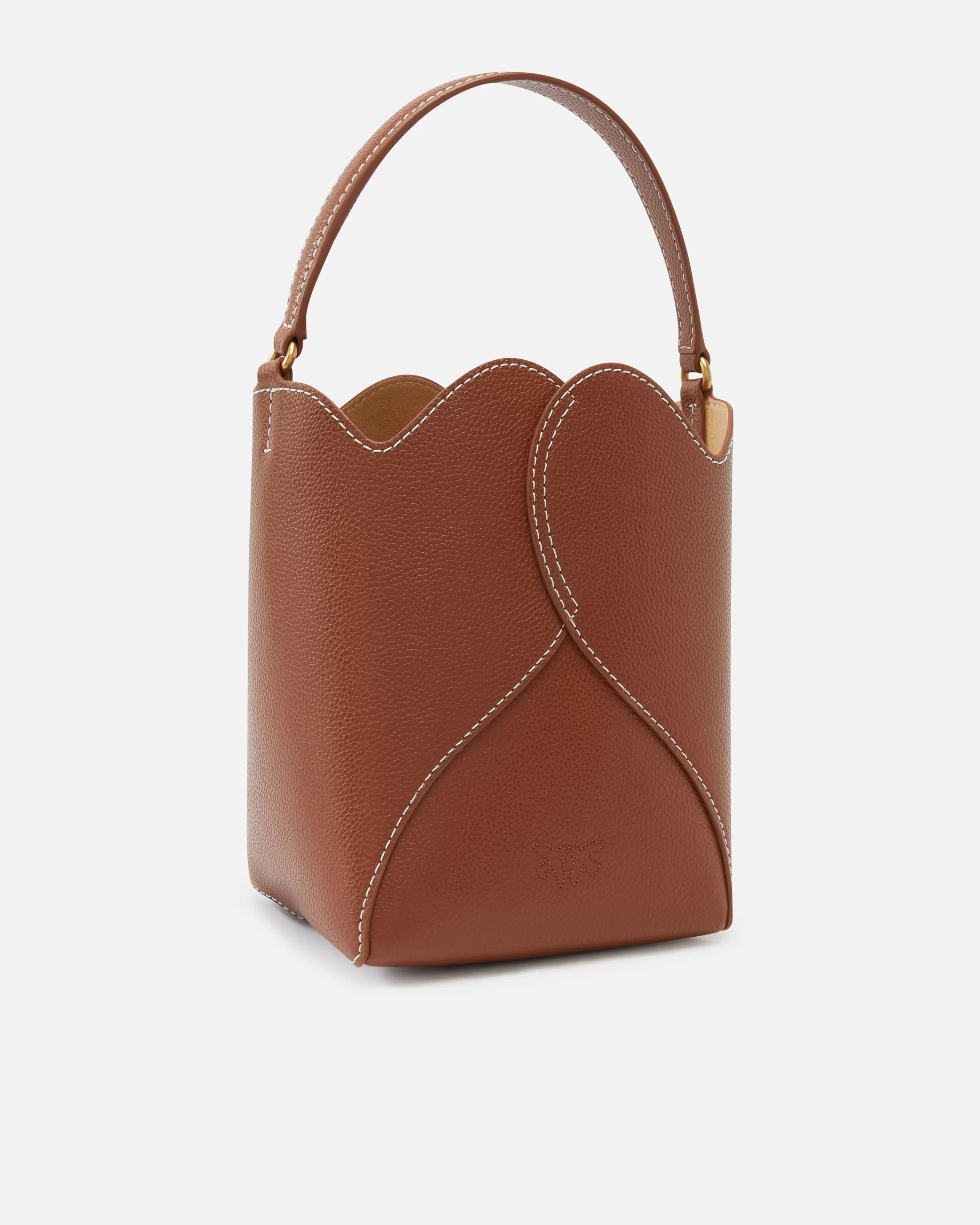 PINKO Heart mini leather bucket bag with shoulder strap