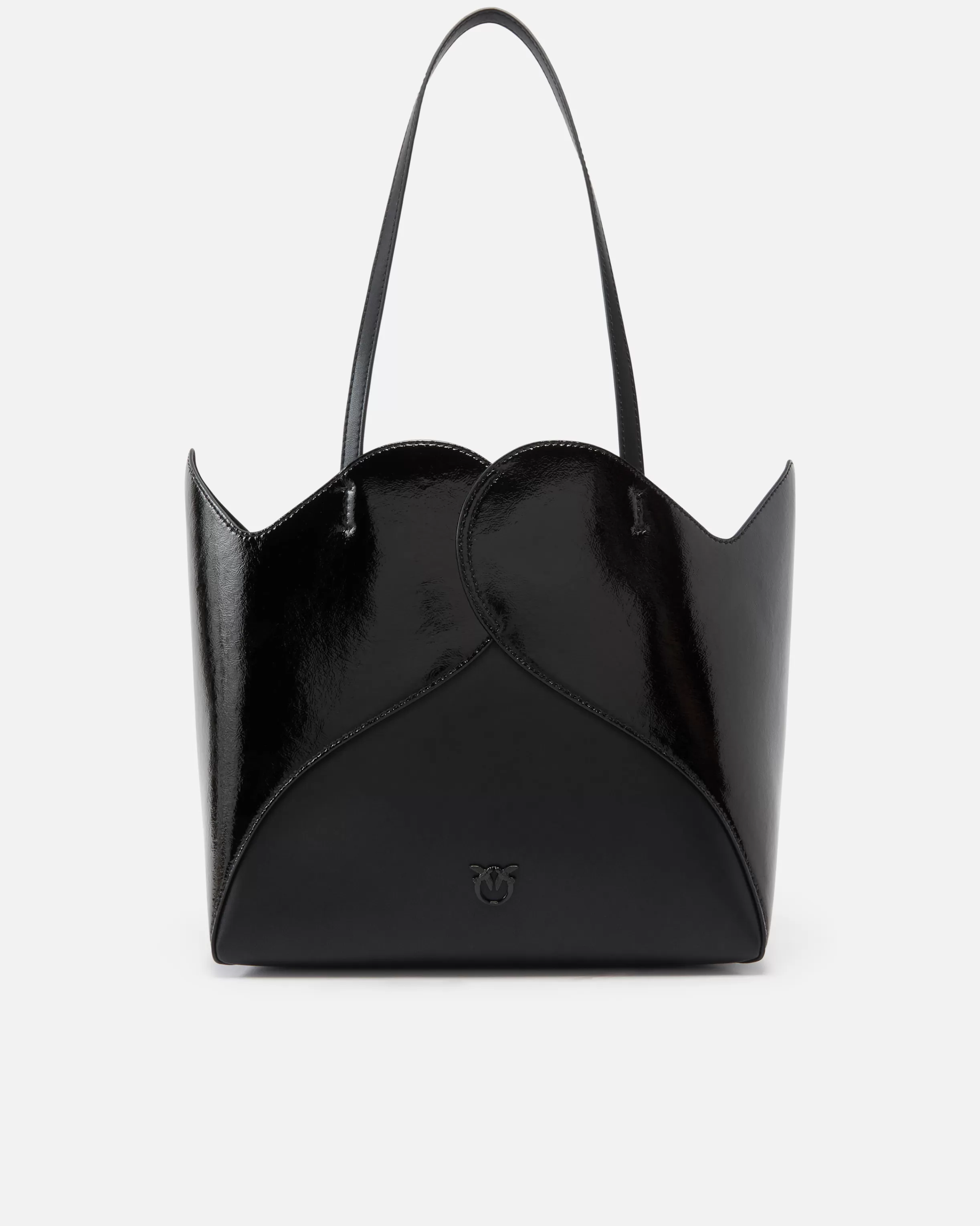 PINKO Heart shopper bag in glossy and matt leather