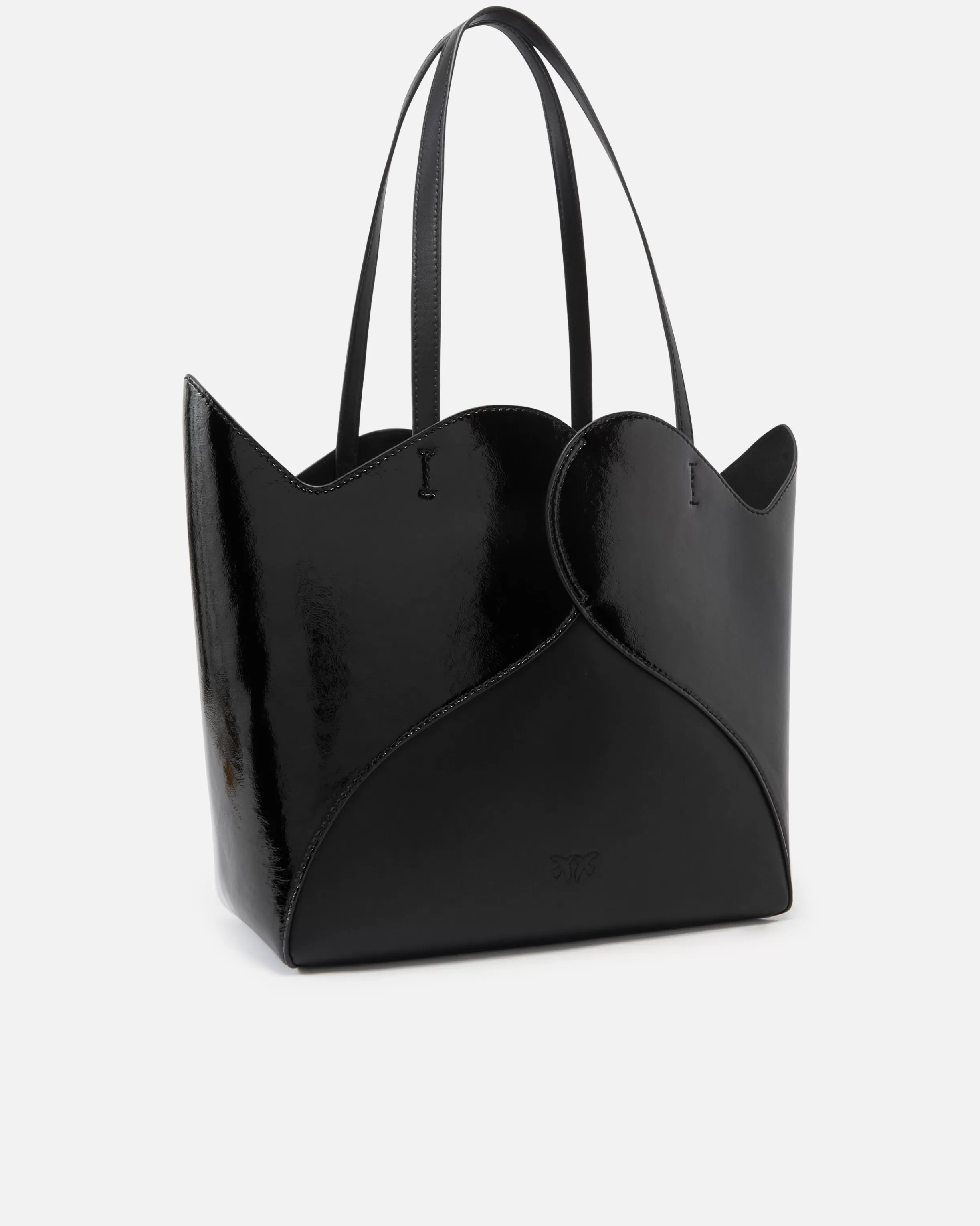 PINKO Heart shopper bag in glossy and matt leather