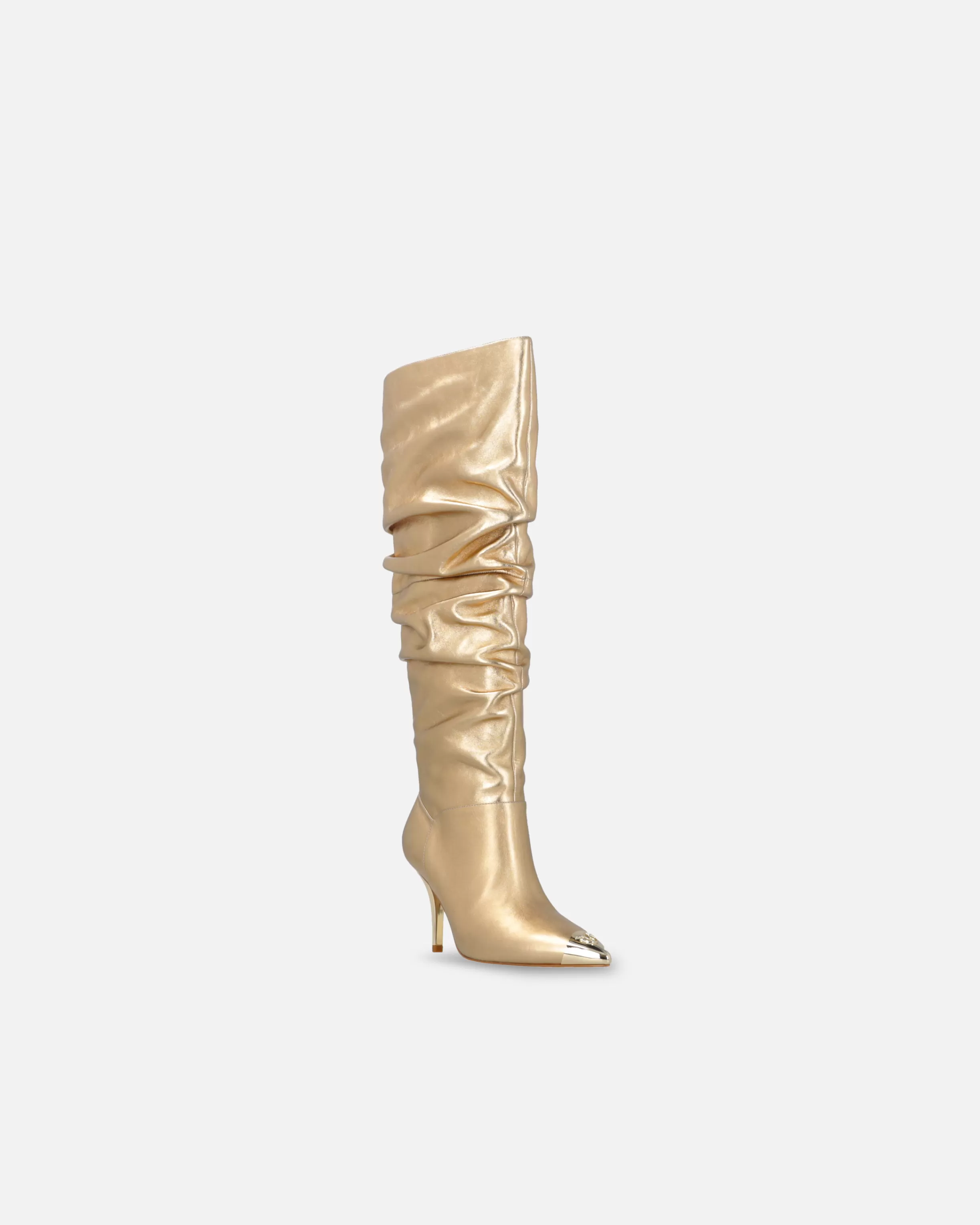 PINKO Heeled high boots in golden nappa leather