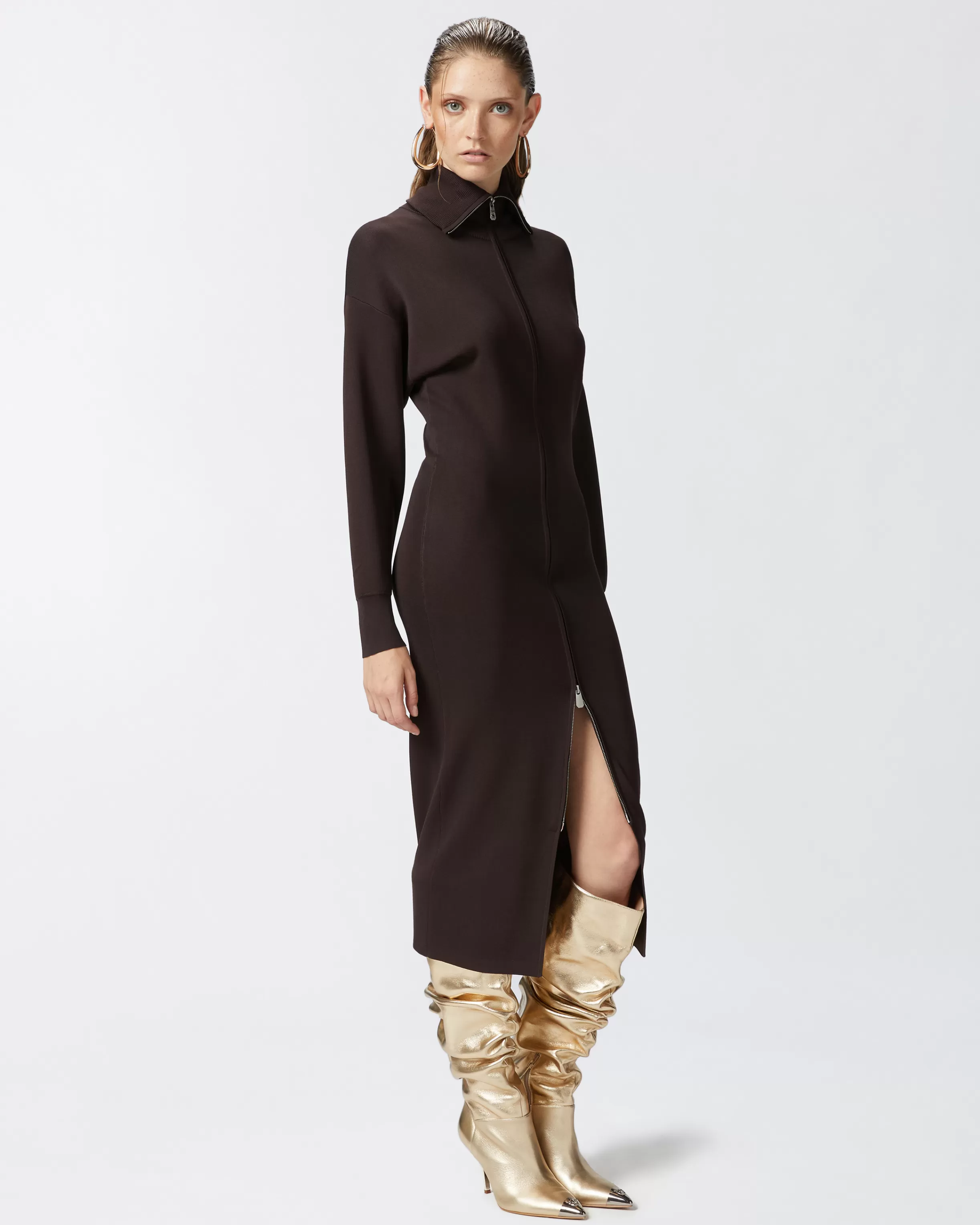 PINKO High neck knitted midi dress with zip