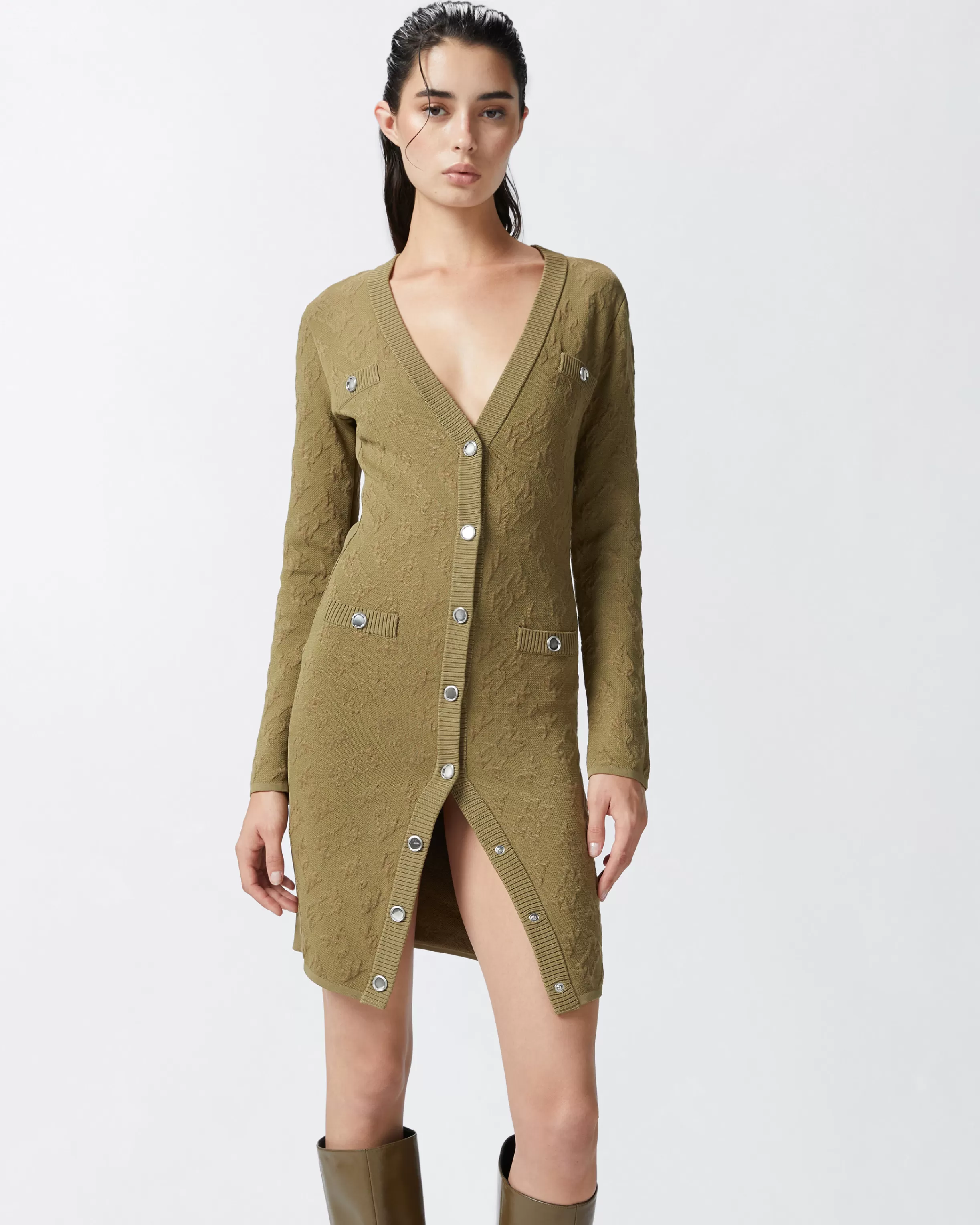 PINKO Jacquard logo knitted cardigan dress