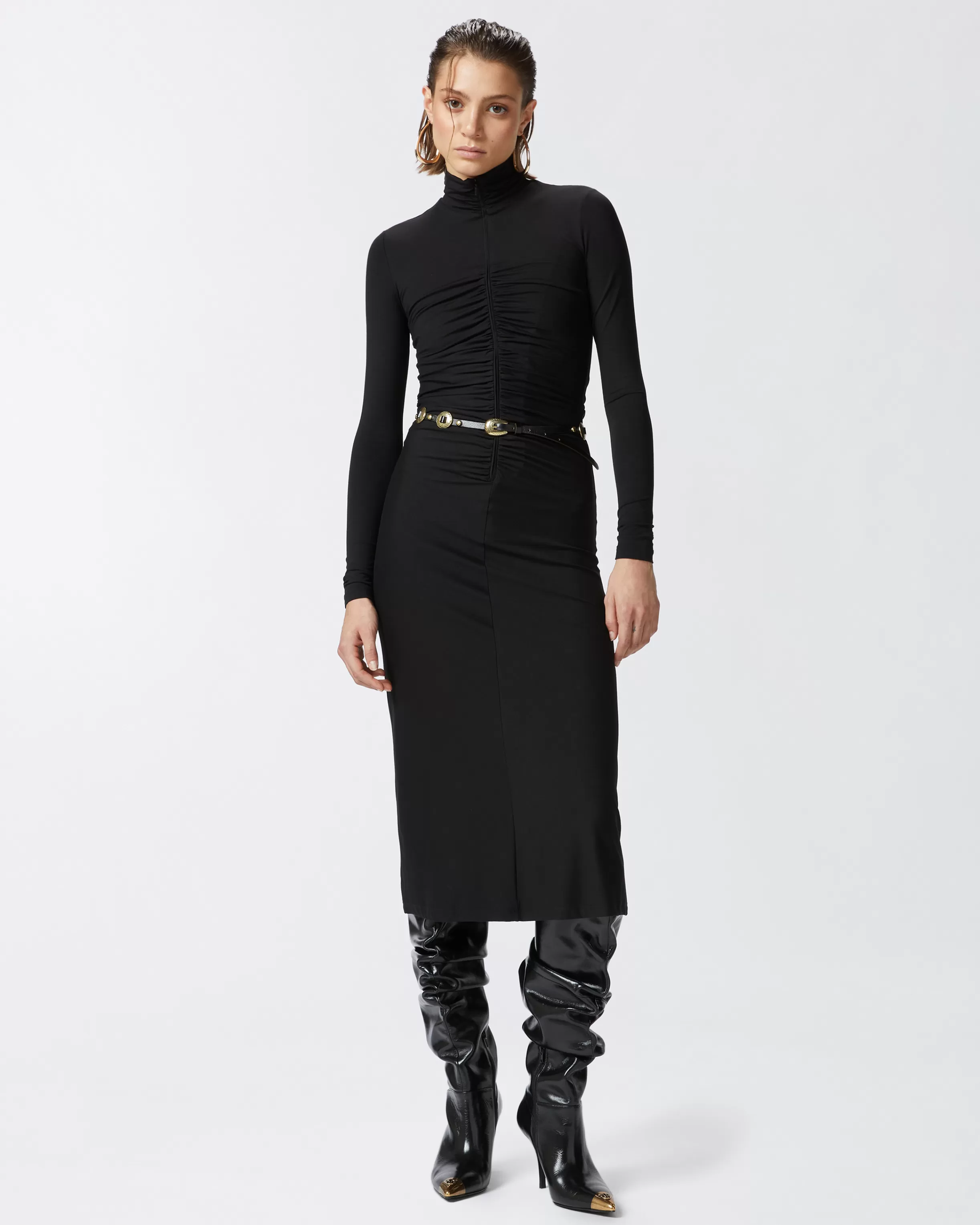 PINKO Jersey midi dress with zip