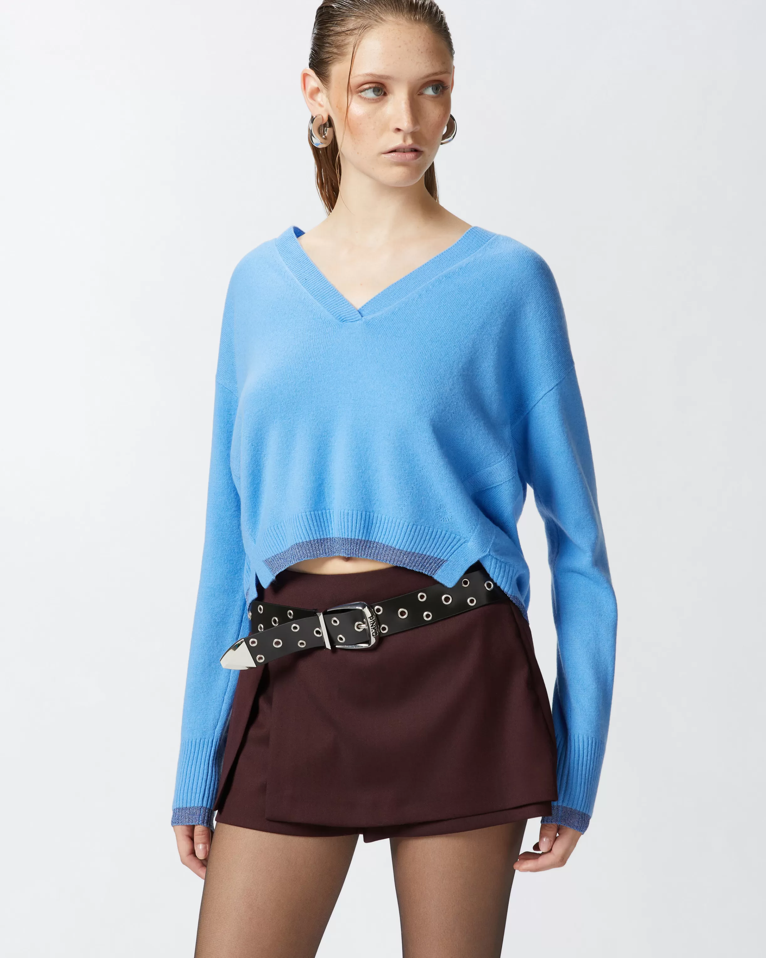 PINKO Knit cashmere-blend pullover with lurex