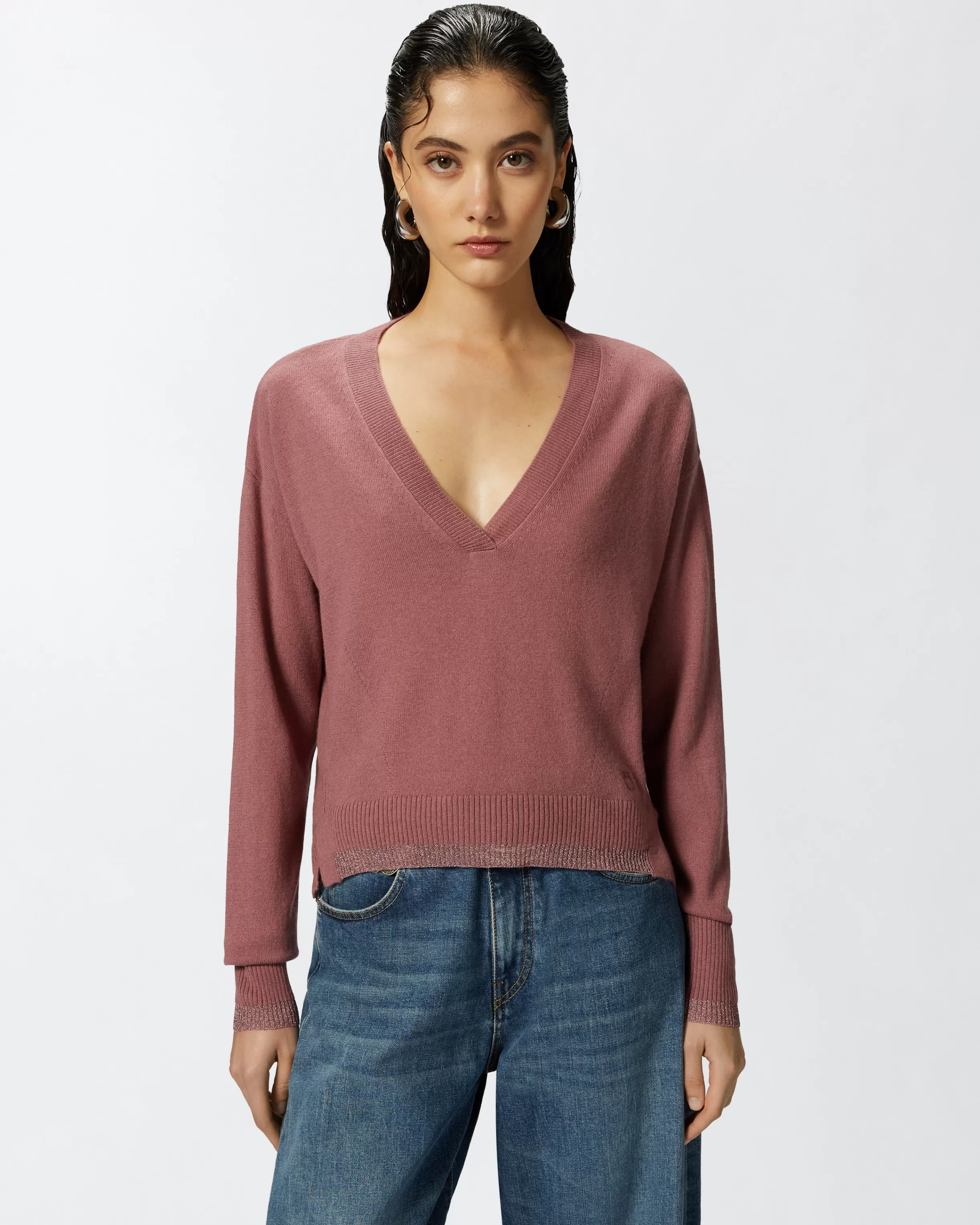 PINKO Knit cashmere-blend pullover with lurex