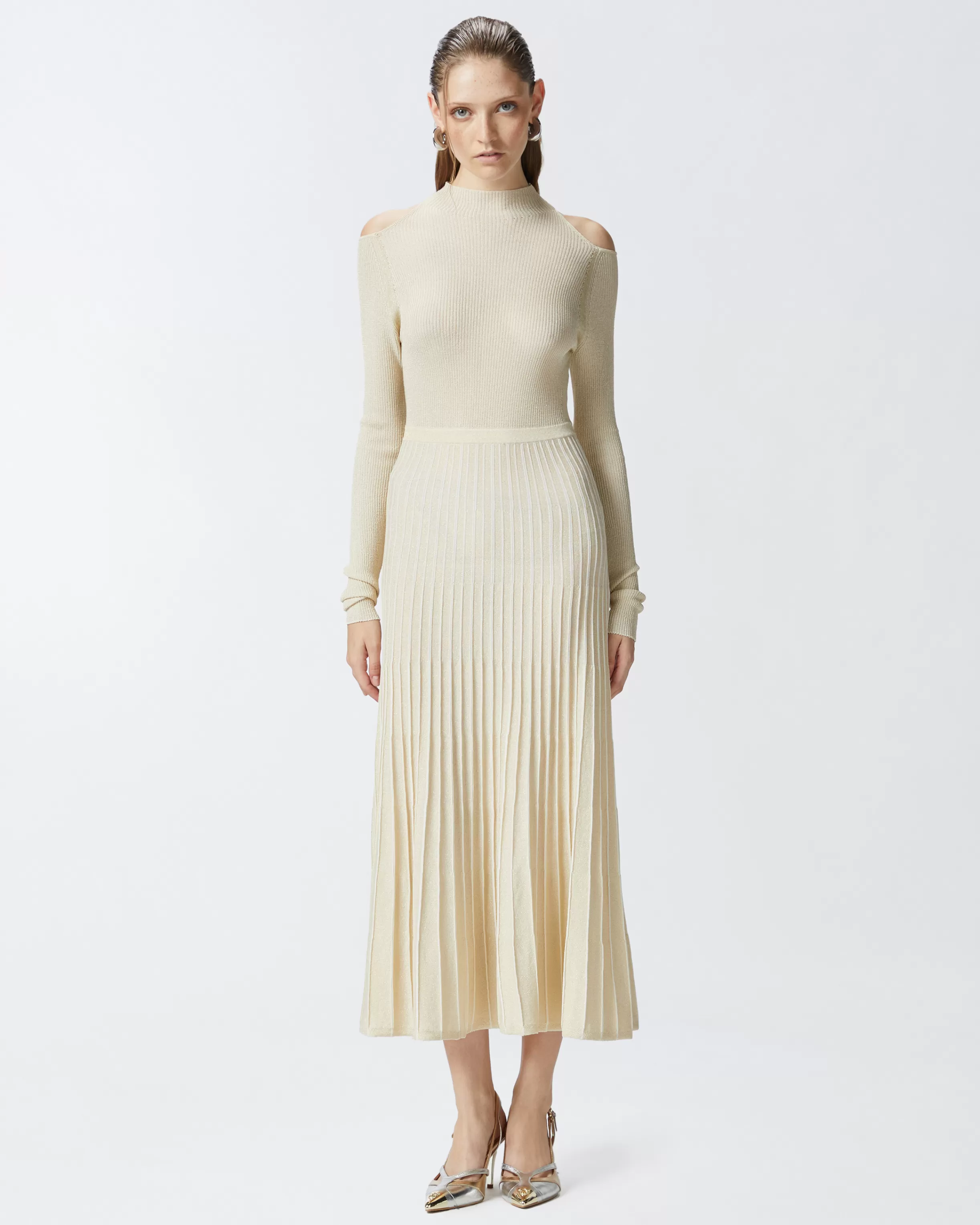 PINKO Knit dress with open shoulders