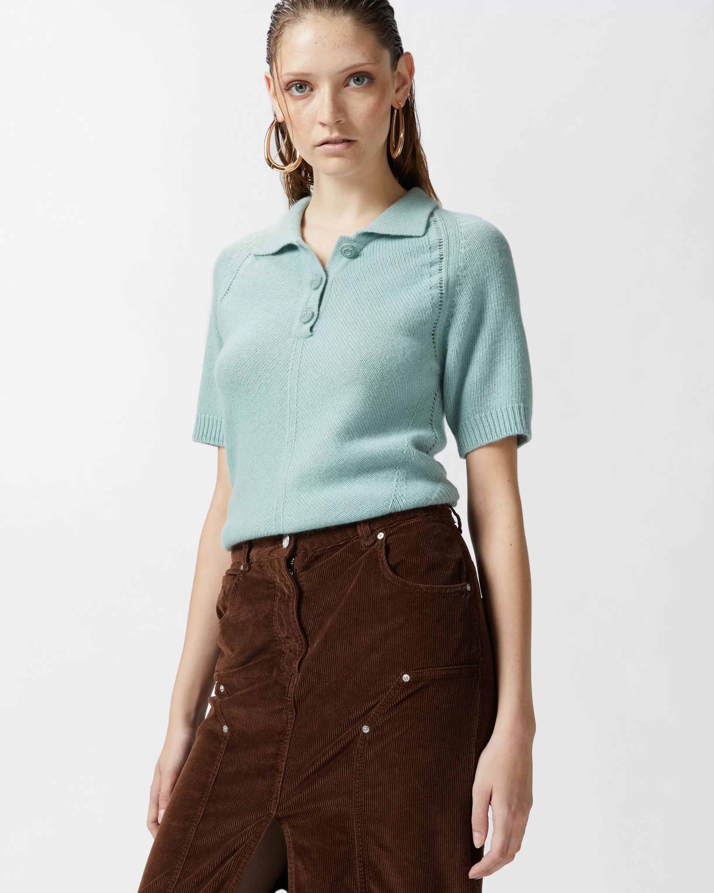 PINKO Knit wool- and cashmere-blend polo