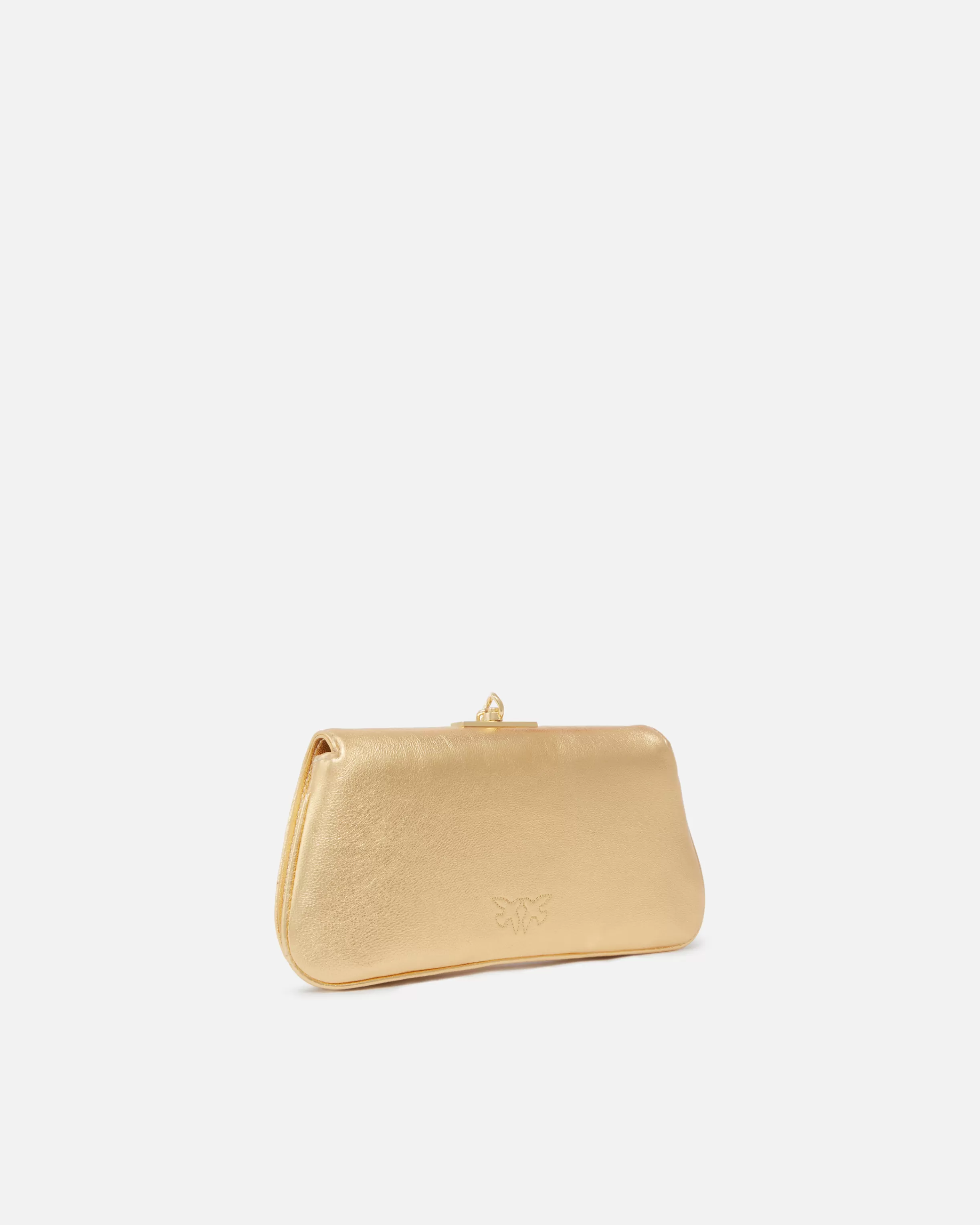 PINKO Laminated clutch with golden bracelet