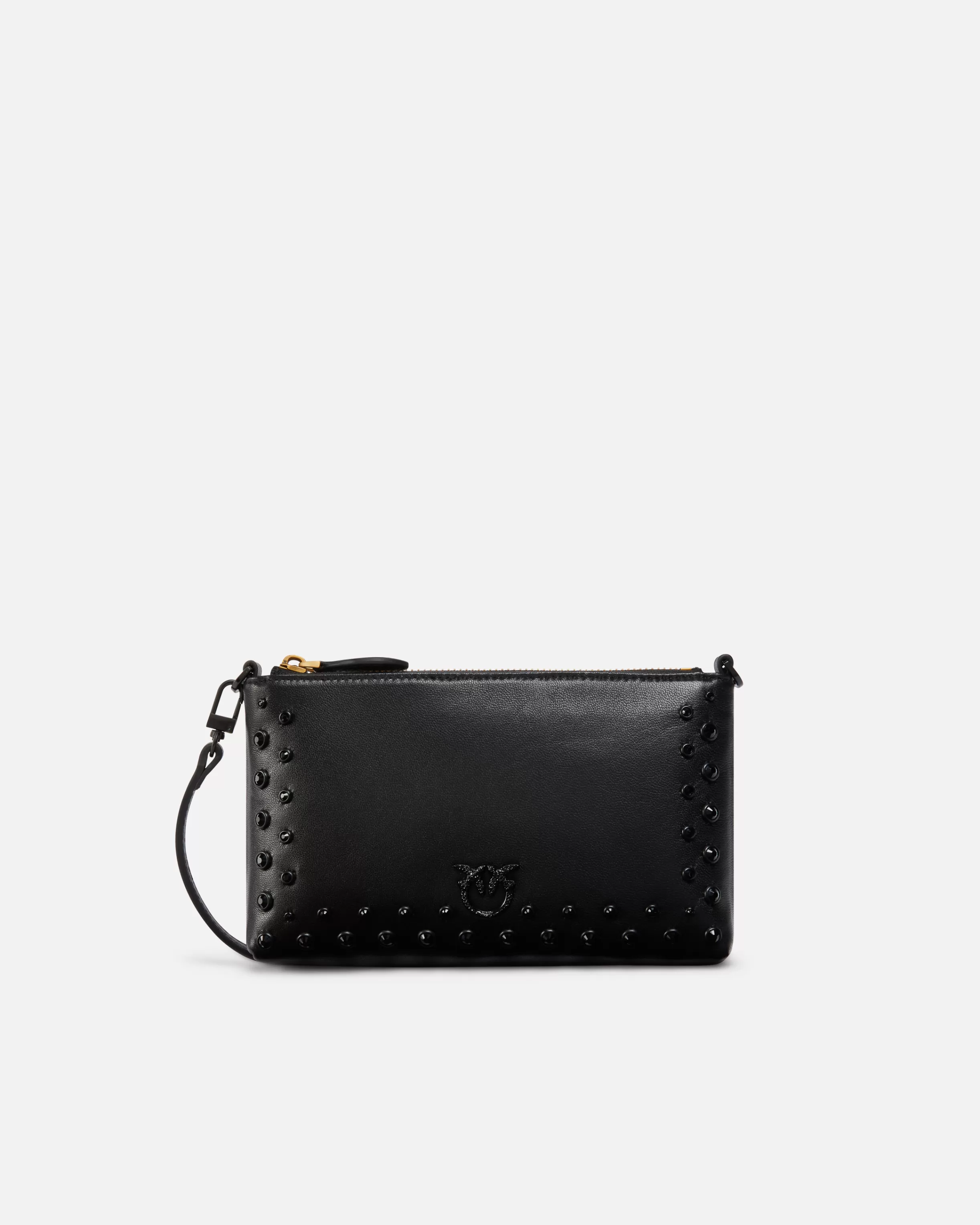 PINKO Laminated evening crossbody bag with rhinestones