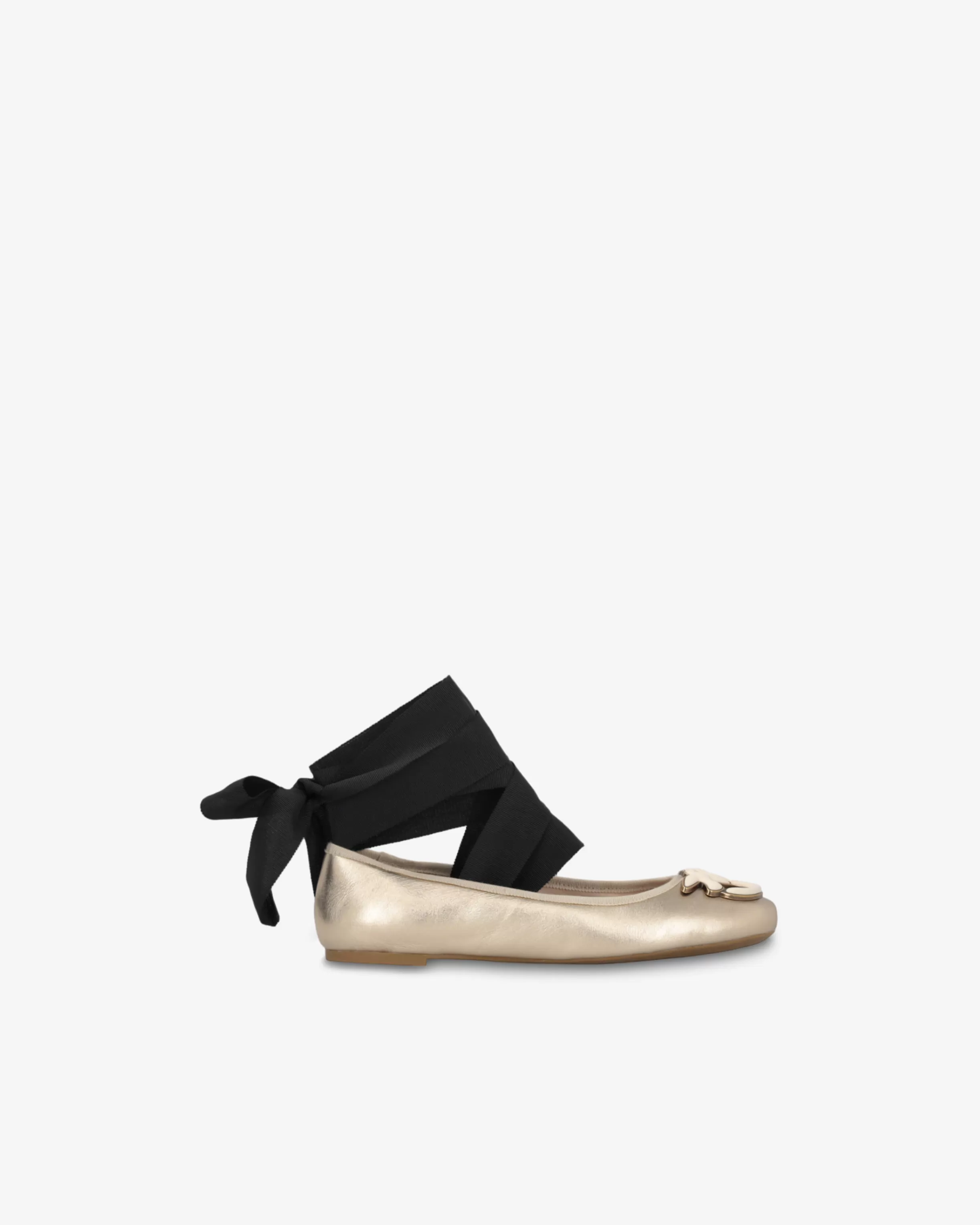 PINKO Laminated leather ballerinas with removable ribbons