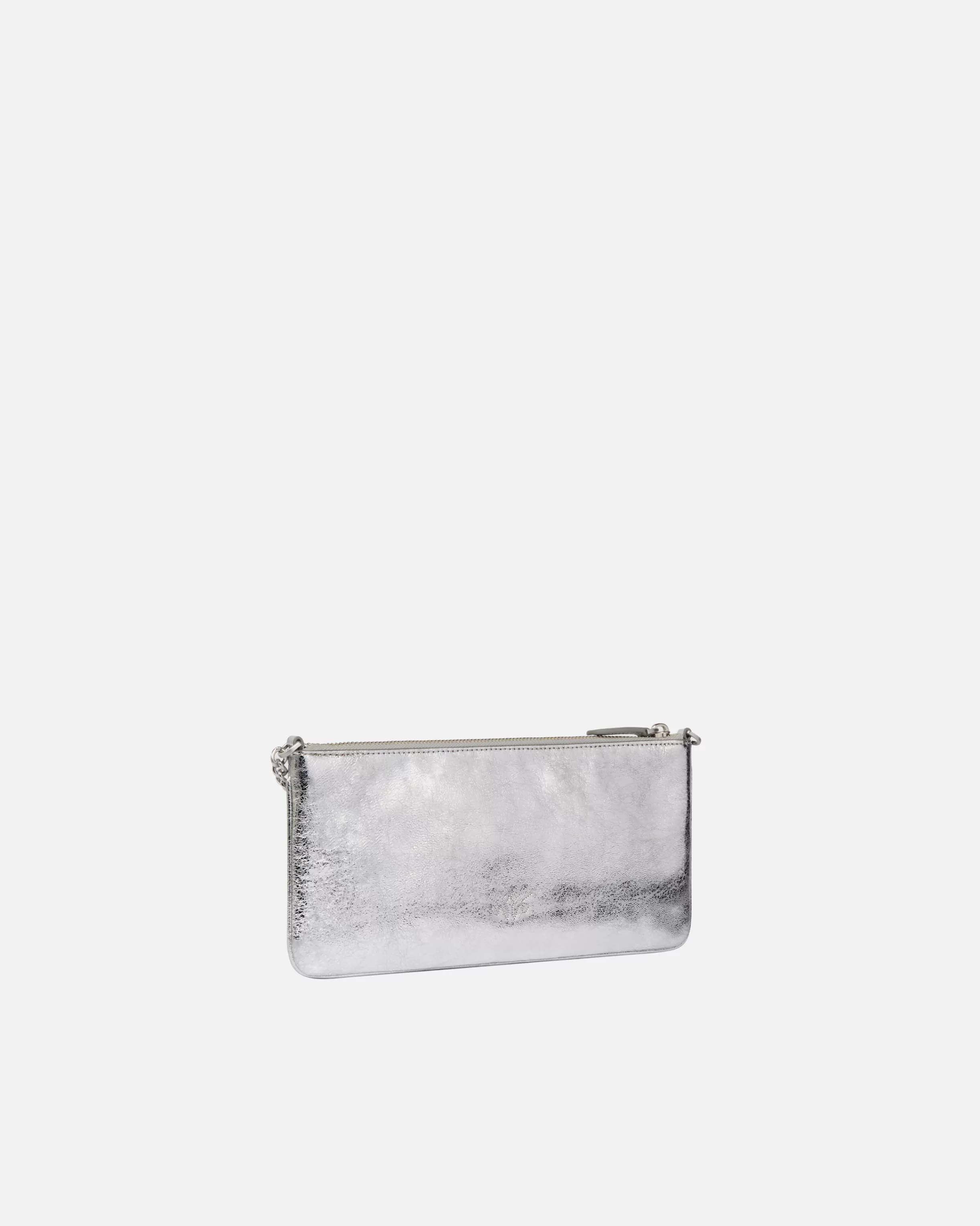 PINKO Laminated leather clutch with shoulder strap