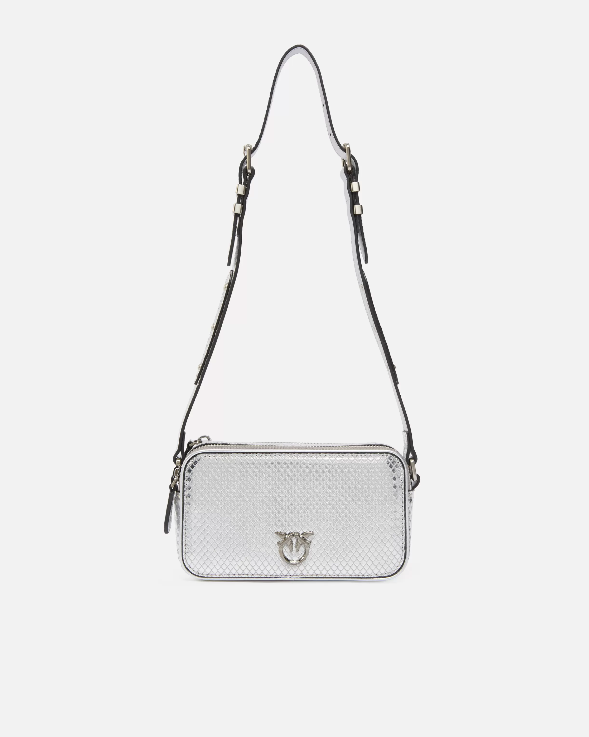 PINKO Laminated reptile-effect rectangular handbag