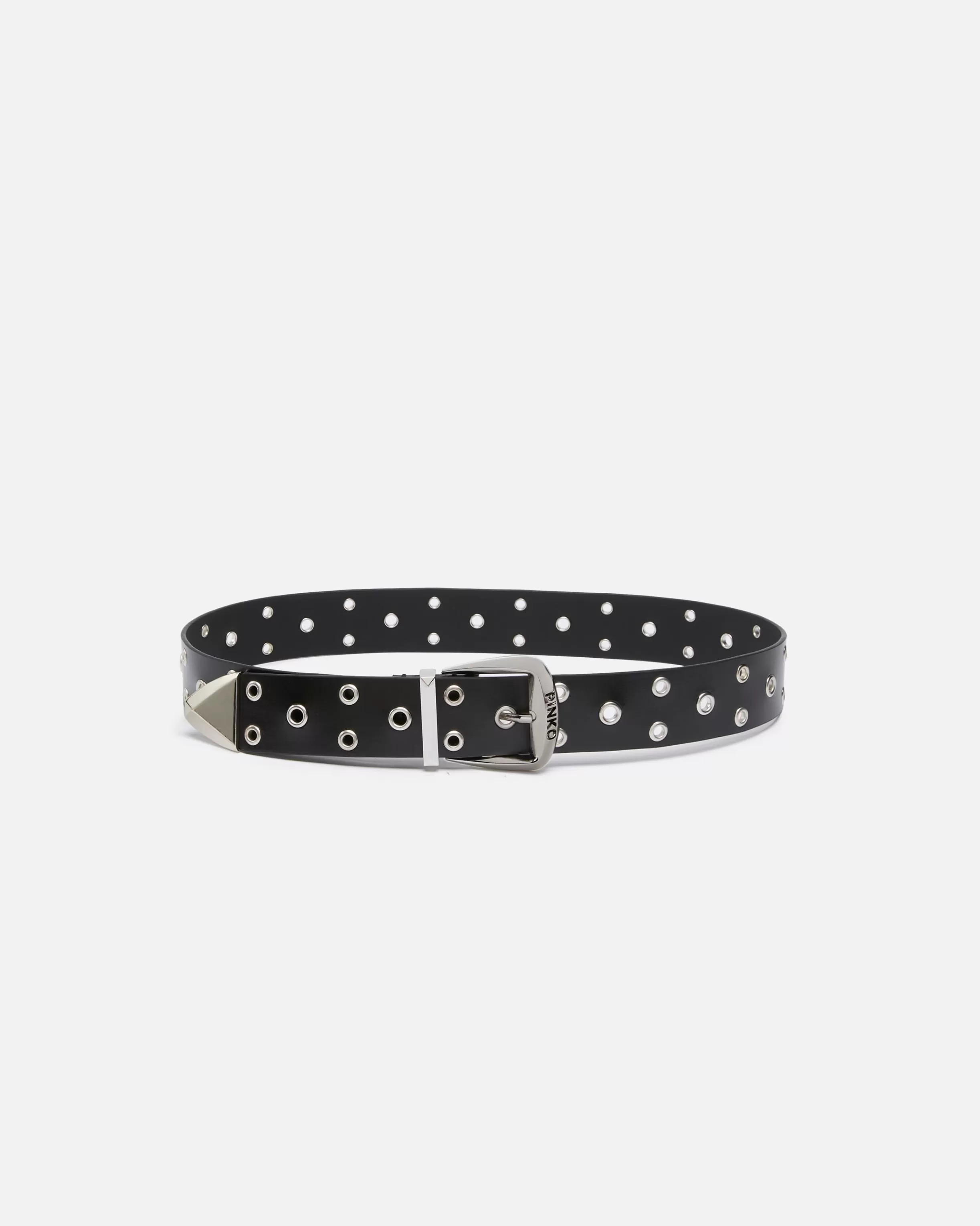 PINKO Leather belt with eyelets, 4cm