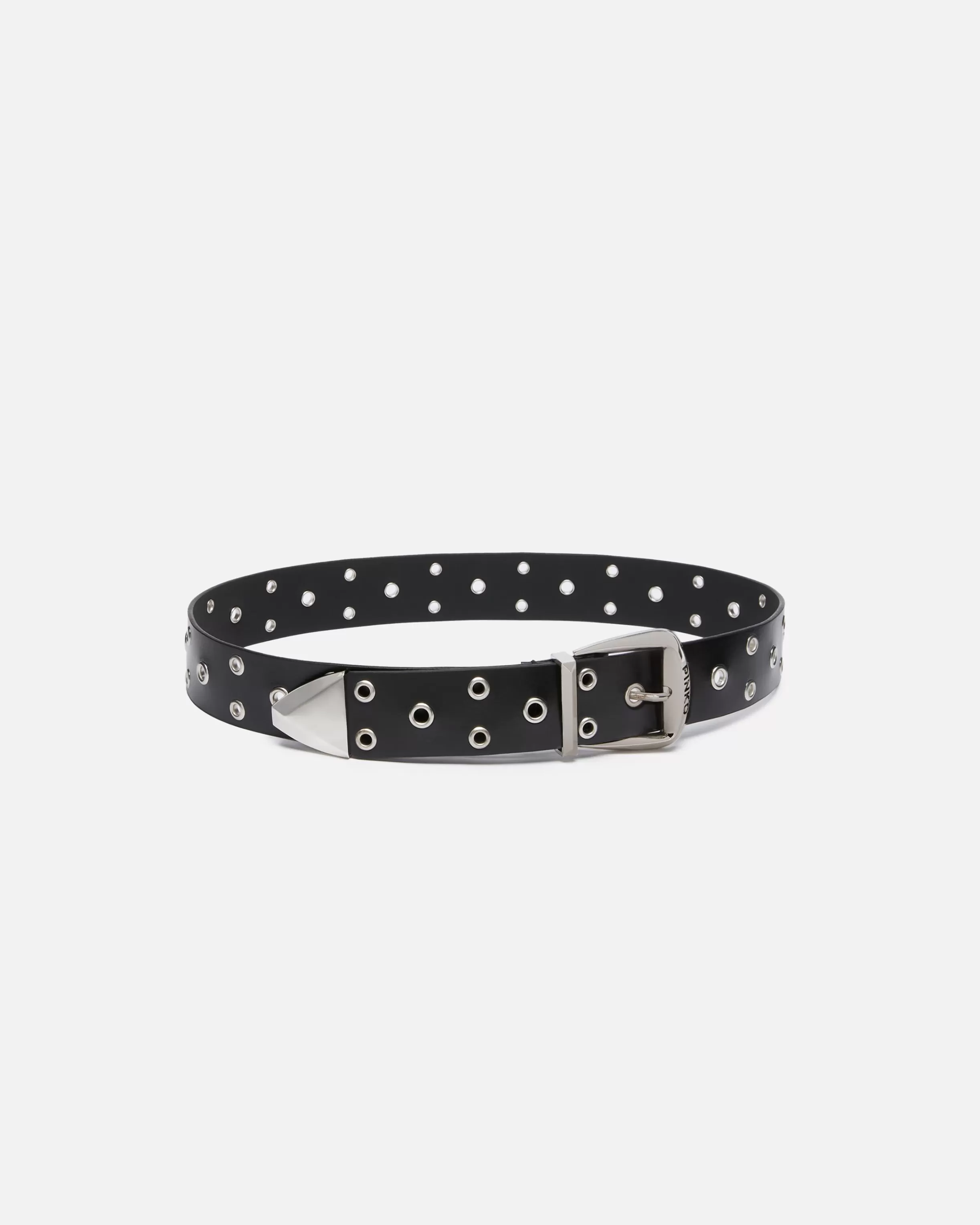 PINKO Leather belt with eyelets, 4cm