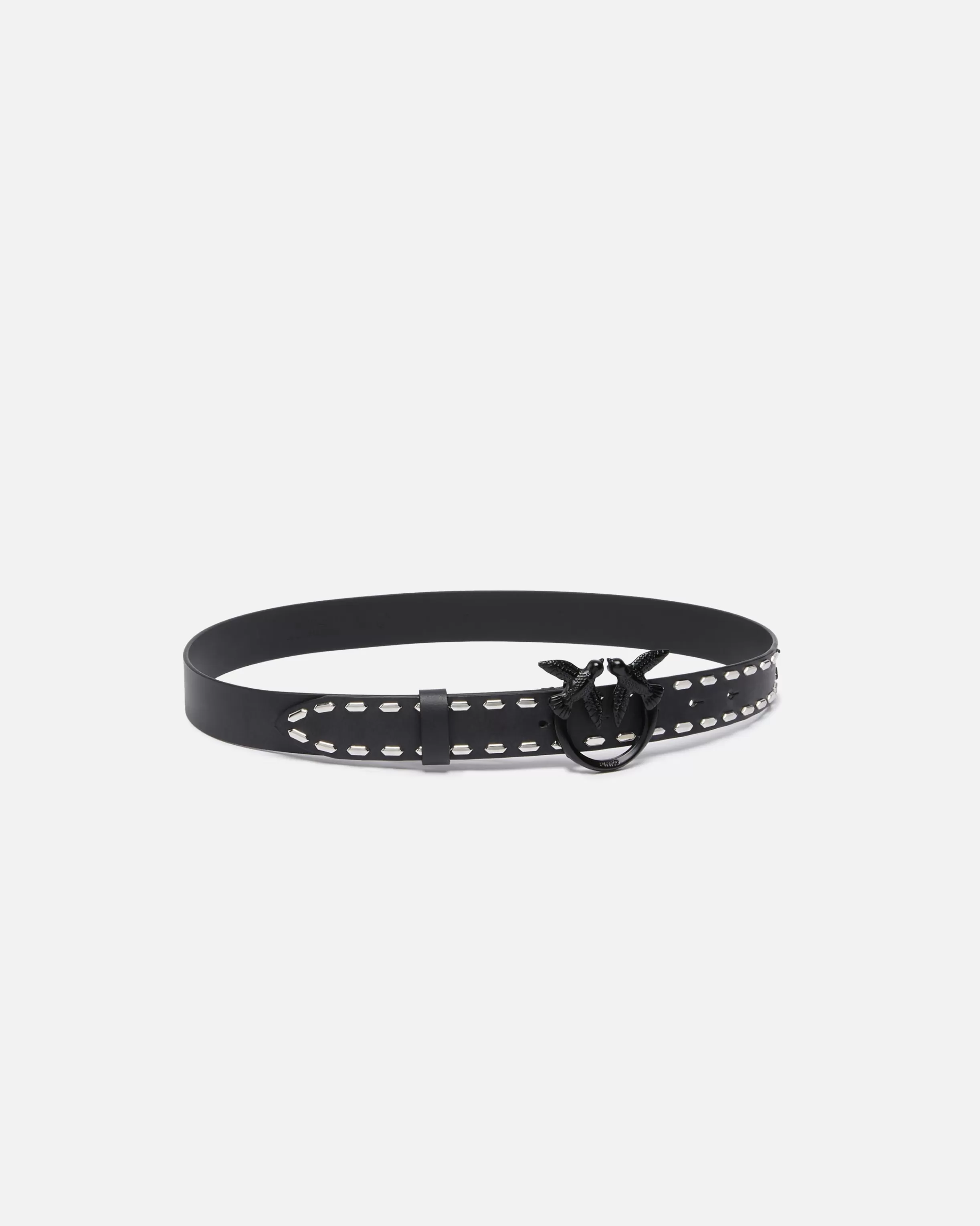 PINKO Leather belt with metal studs, 3 cm