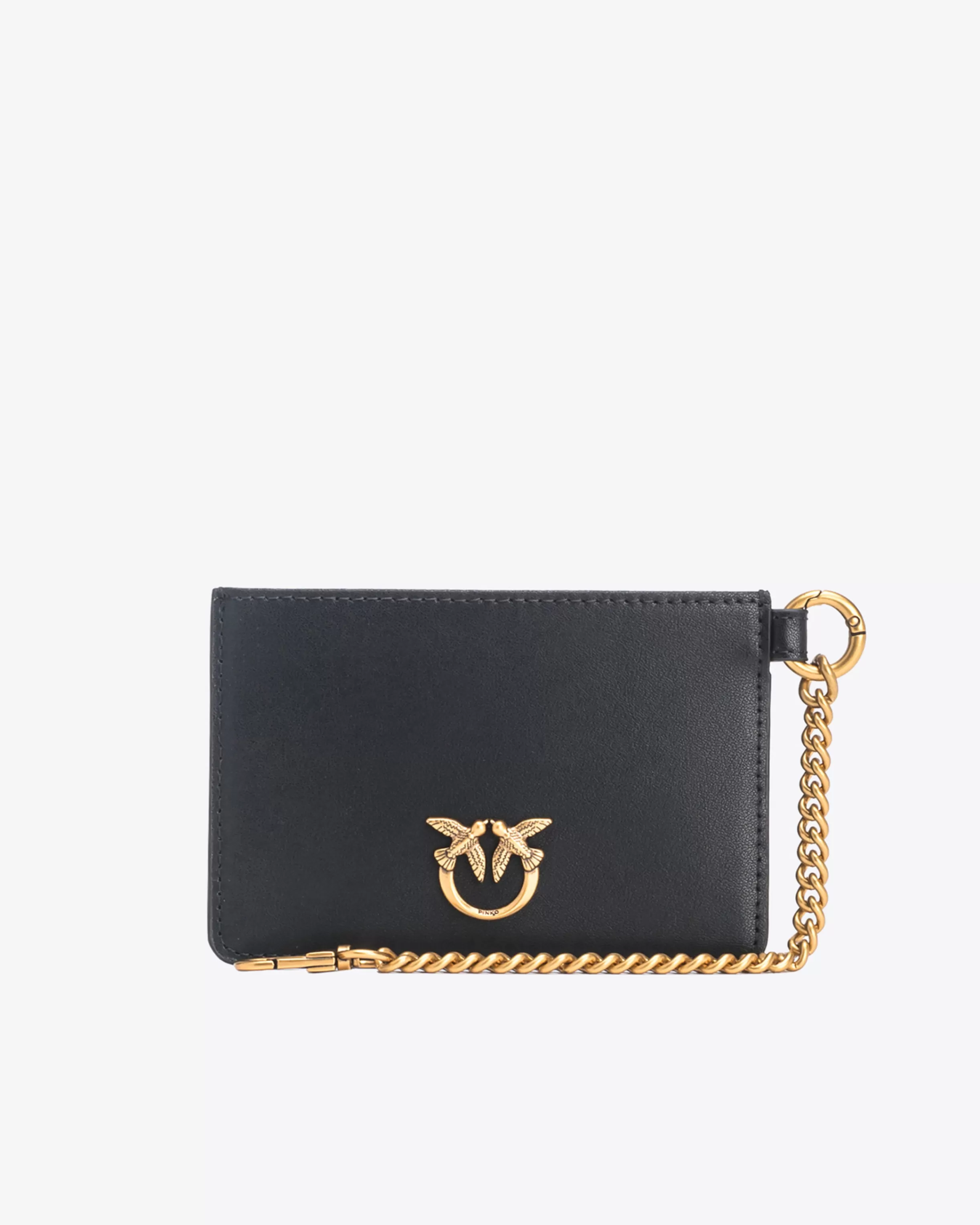 PINKO Leather card holder with chain