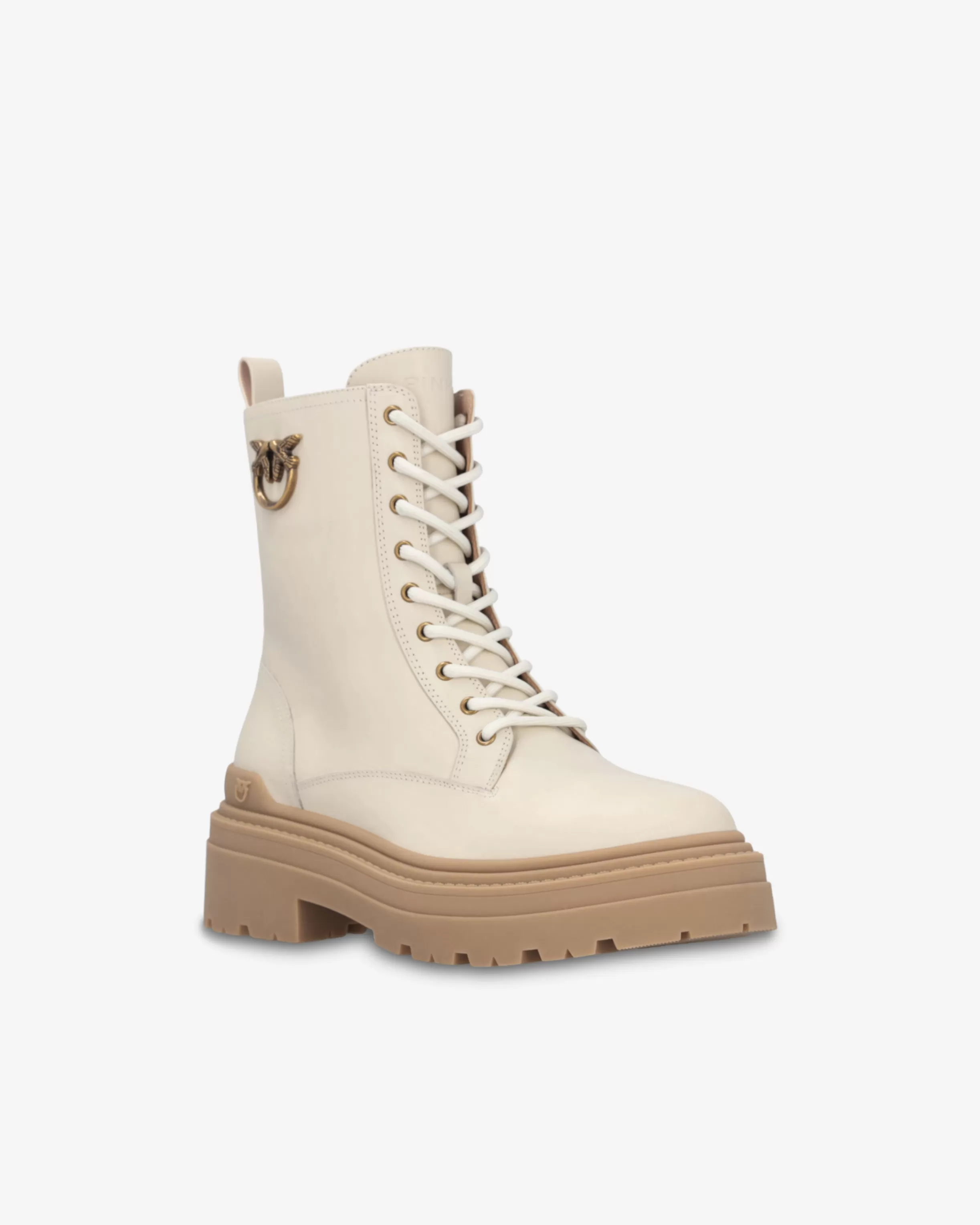 PINKO Leather combat boots with metal logo