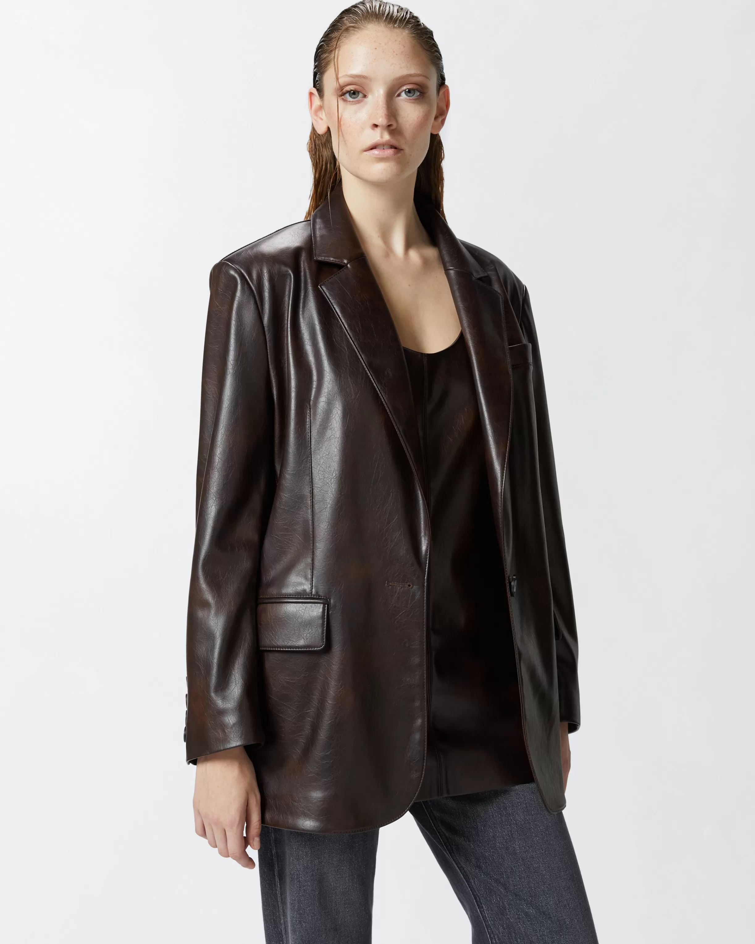 PINKO Leather-effect classic blazer