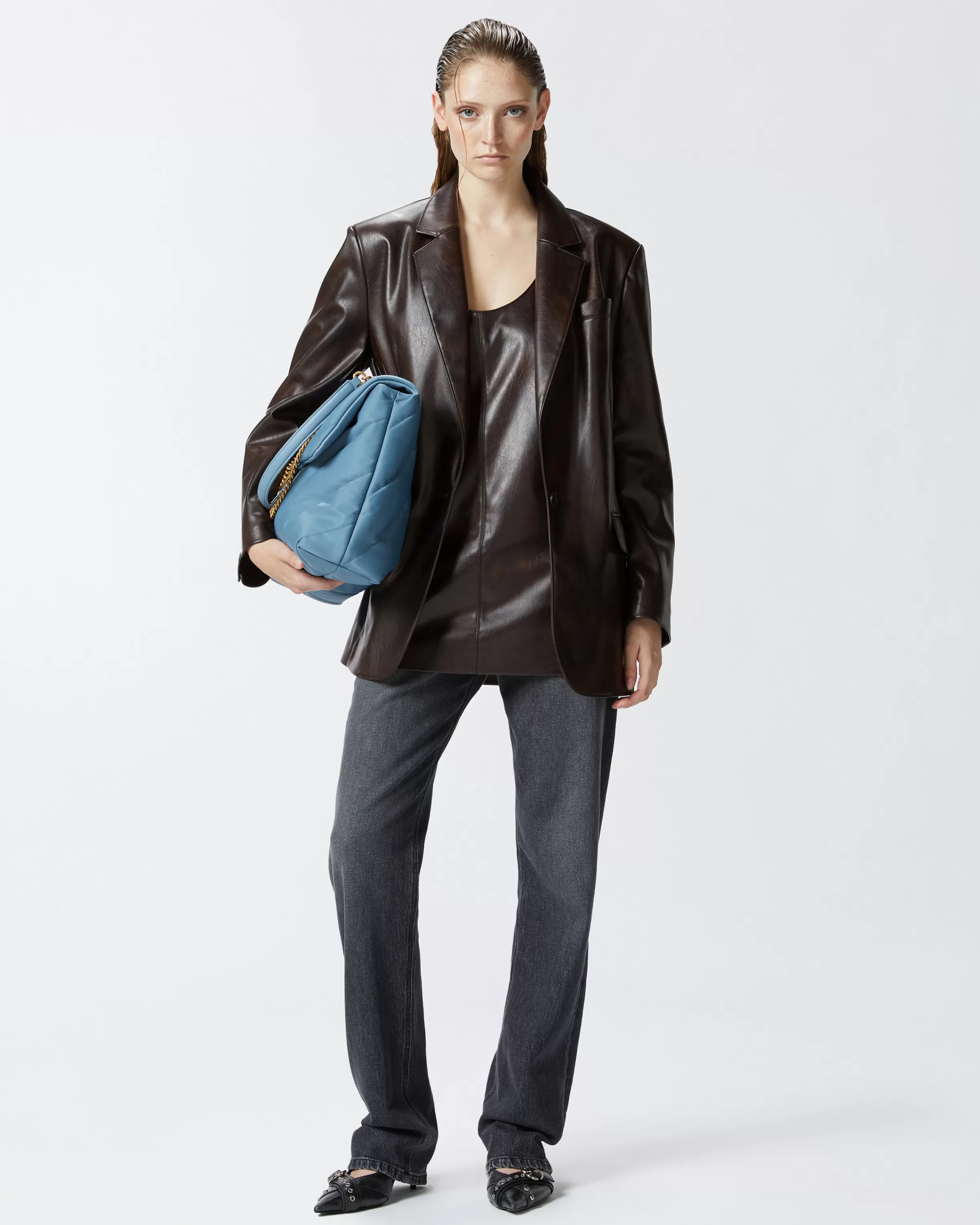 PINKO Leather-effect classic blazer