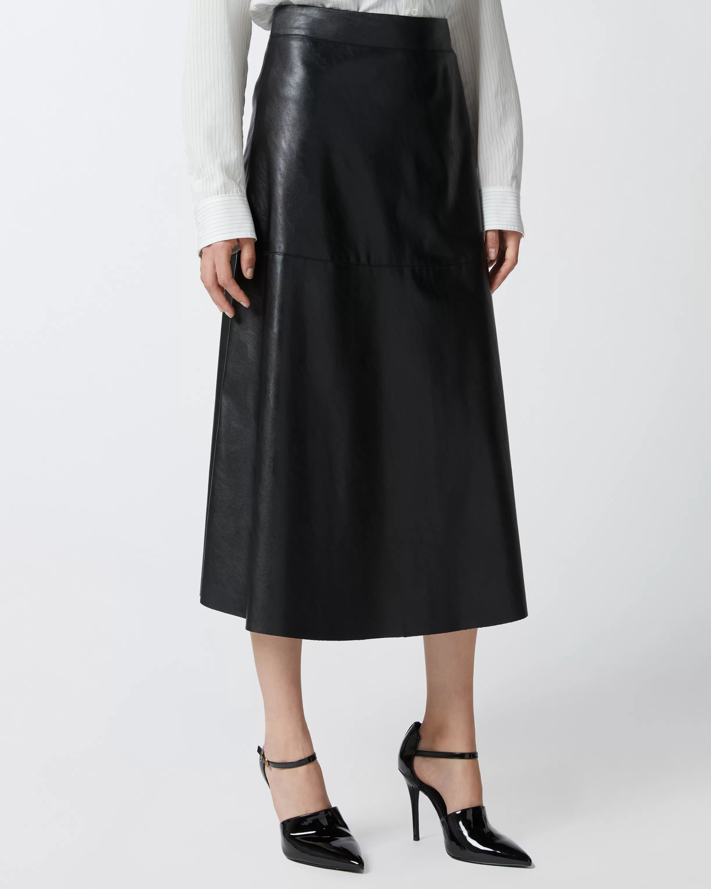 PINKO Leather-effect midi skirt