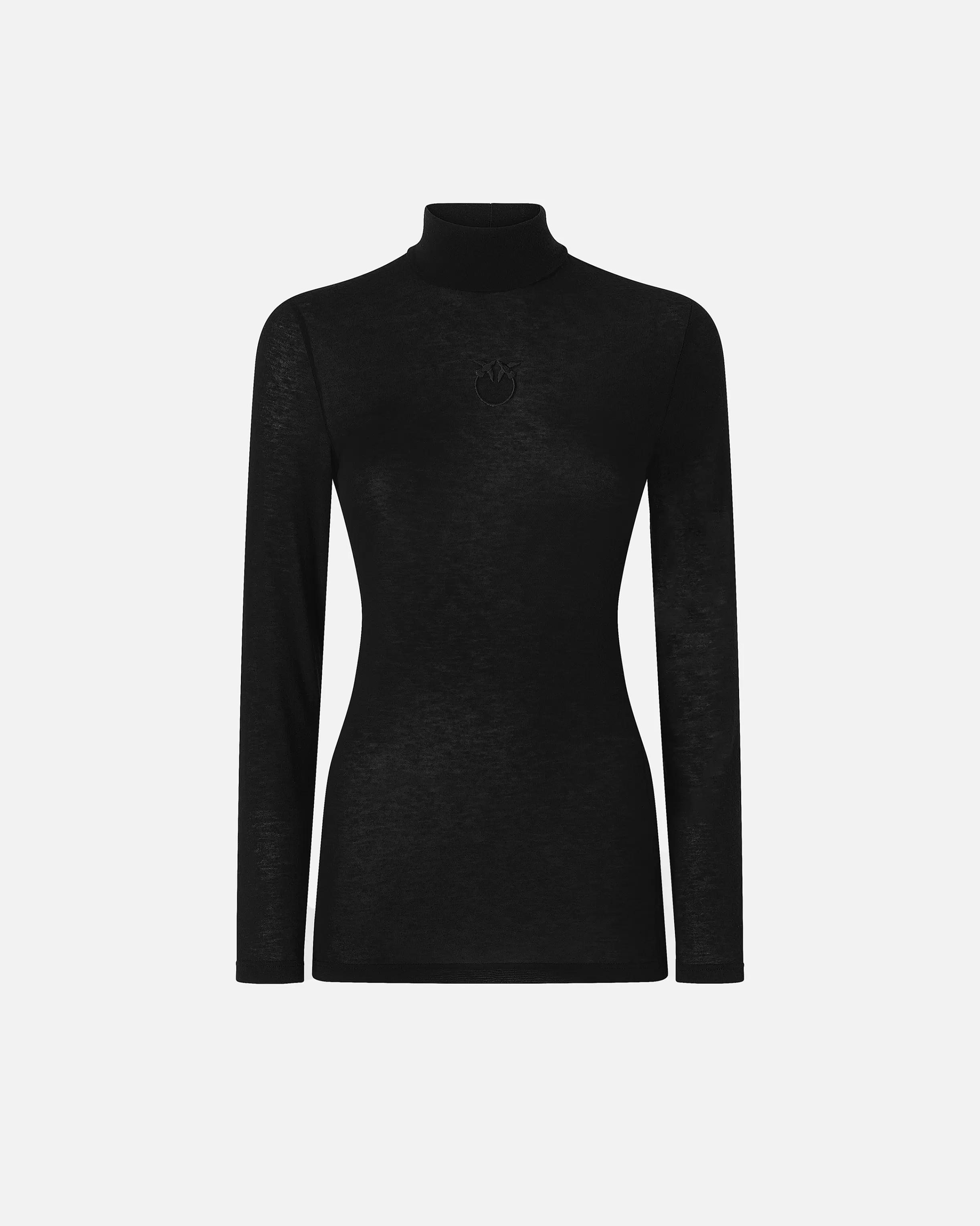 PINKO Light cashmere-blend jersey turtleneck sweater with embroidery