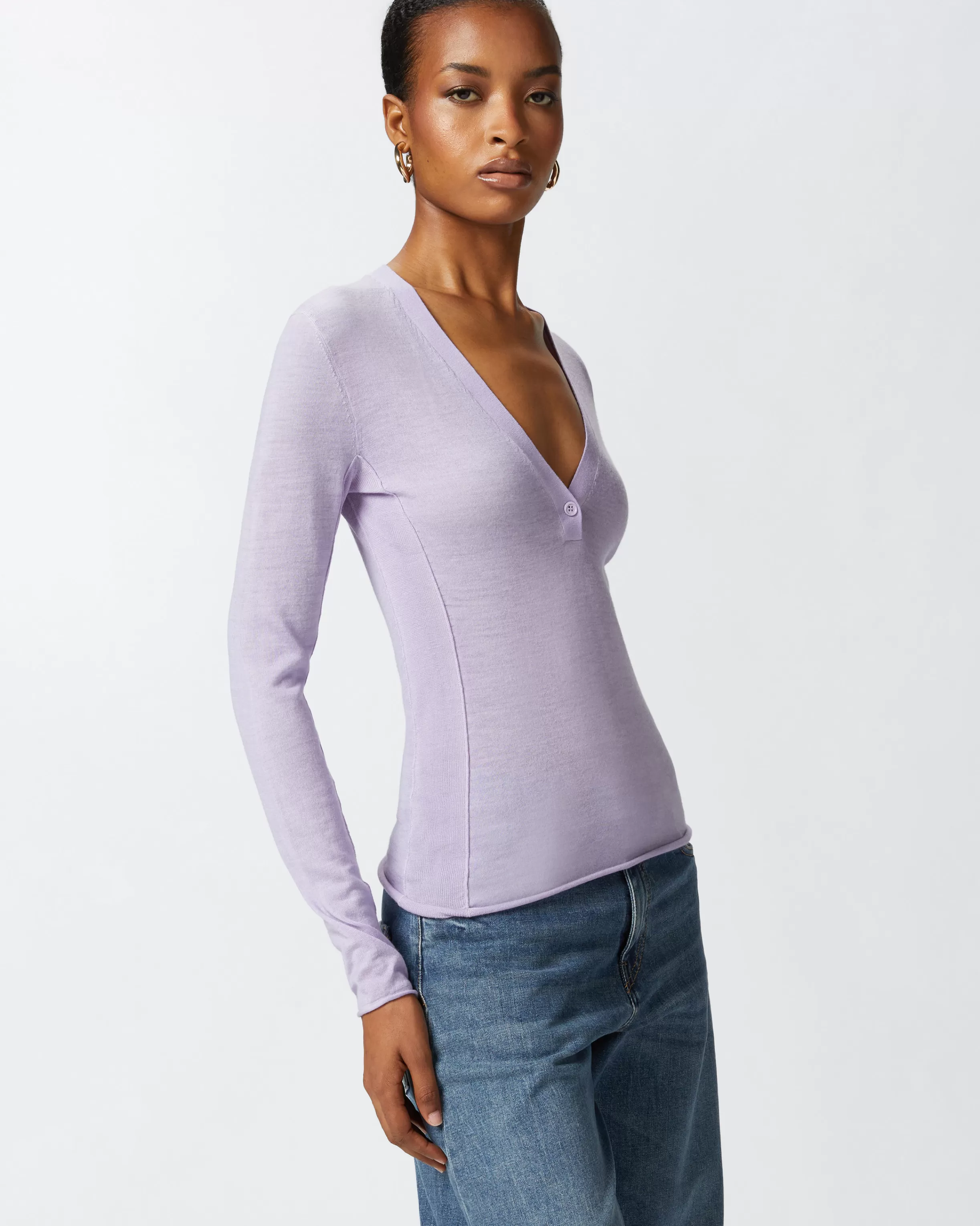 PINKO Lightweight wool and silk V-neck sweater