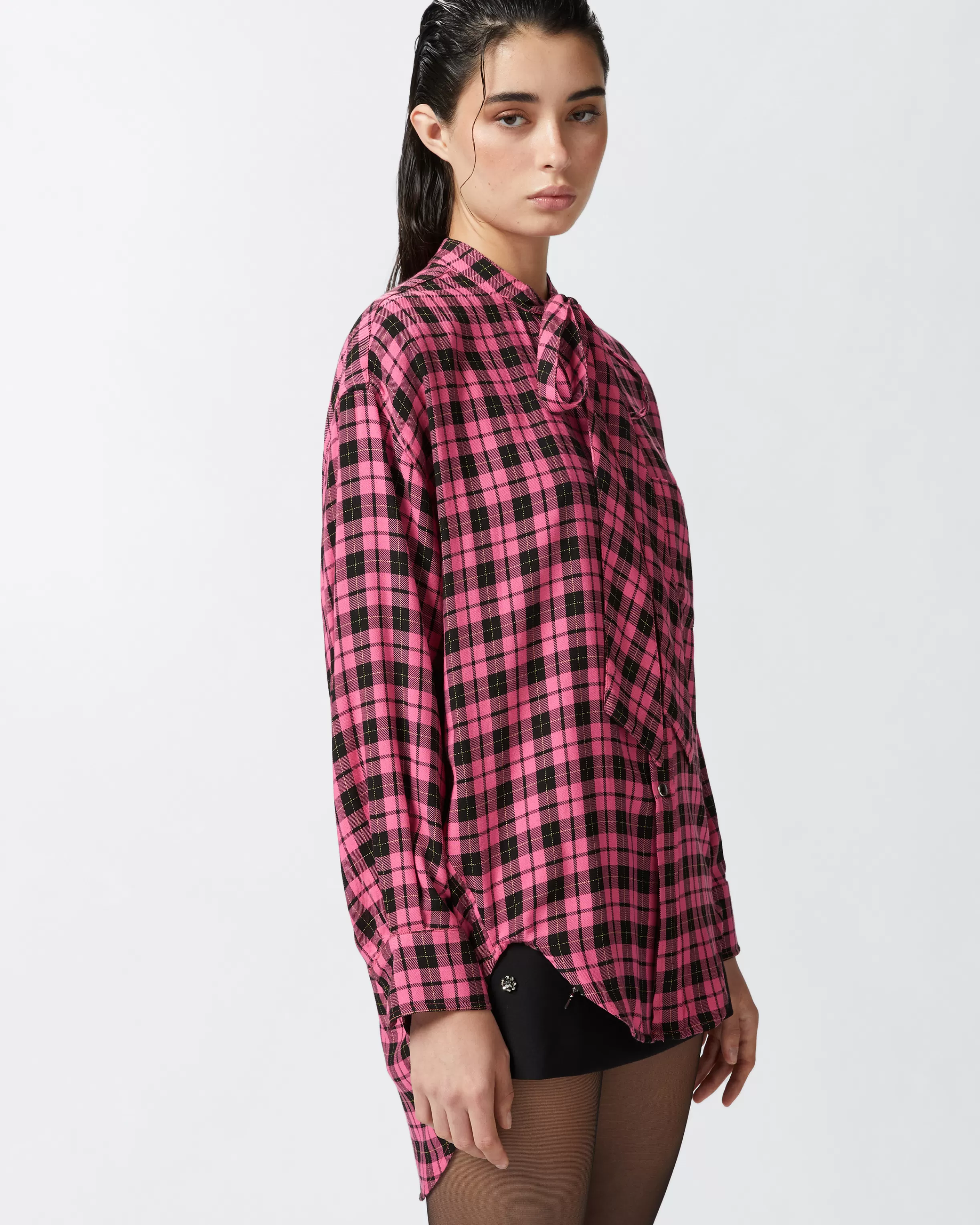 PINKO Long check shirt with sash