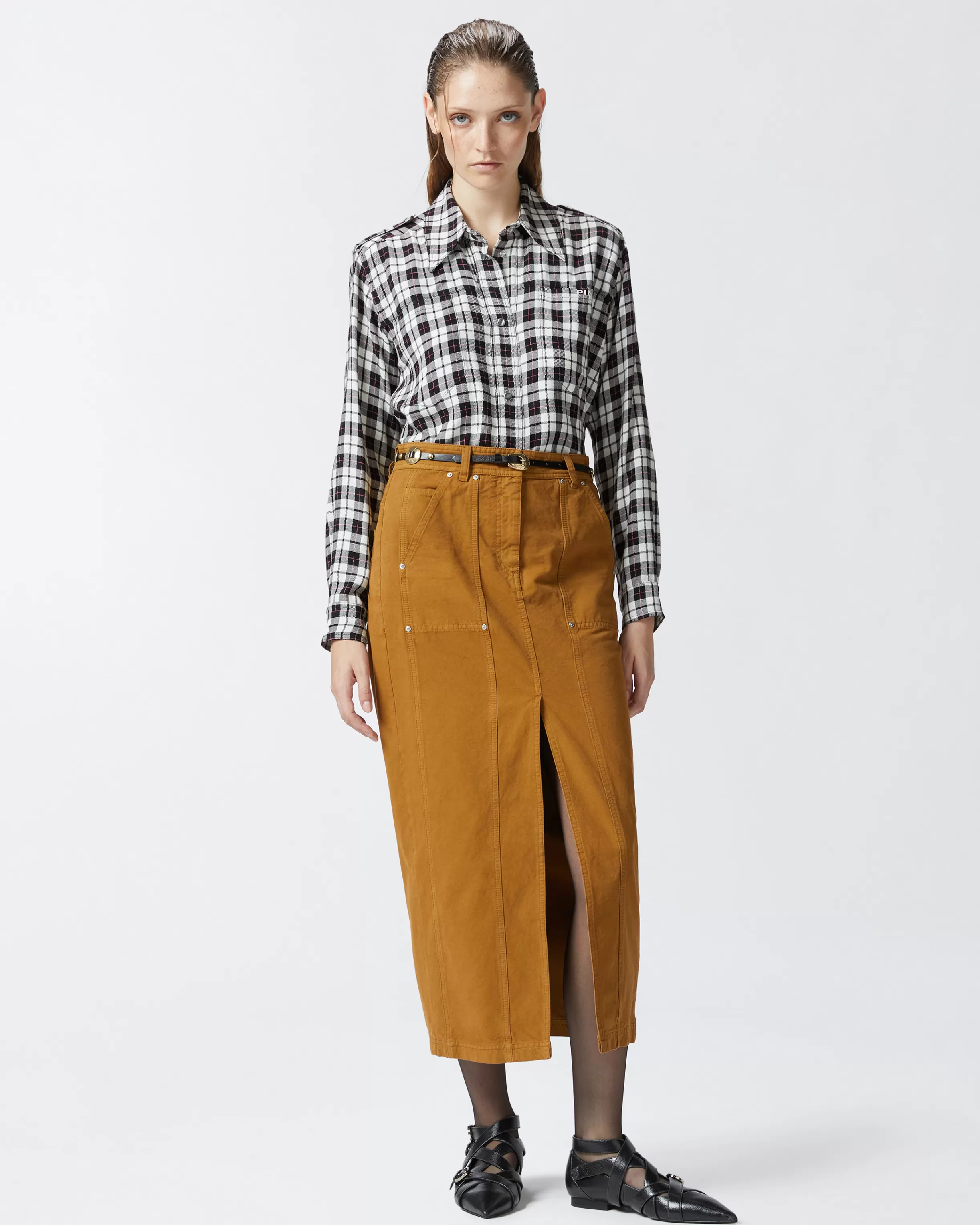 PINKO Long cotton workwear skirt