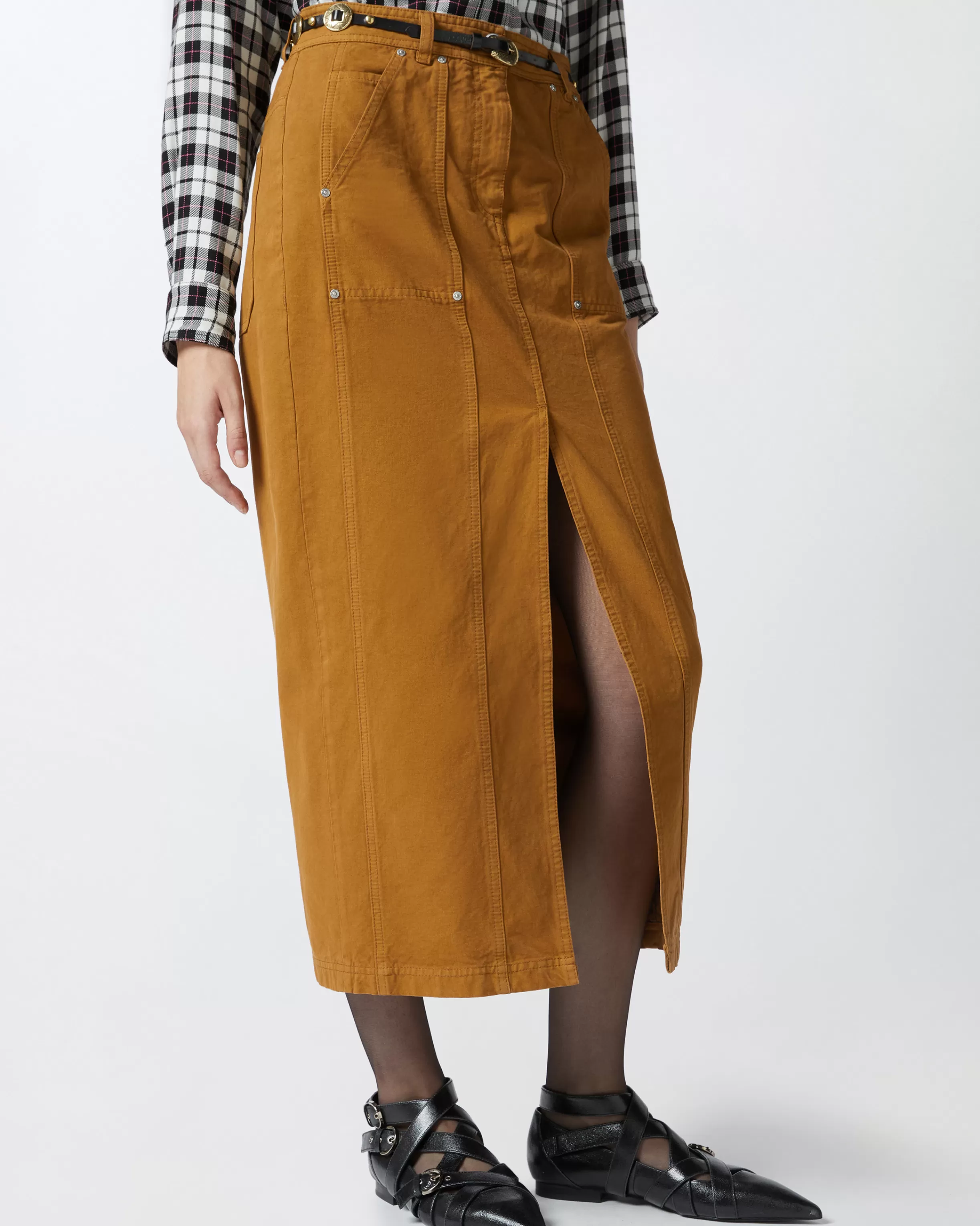 PINKO Long cotton workwear skirt