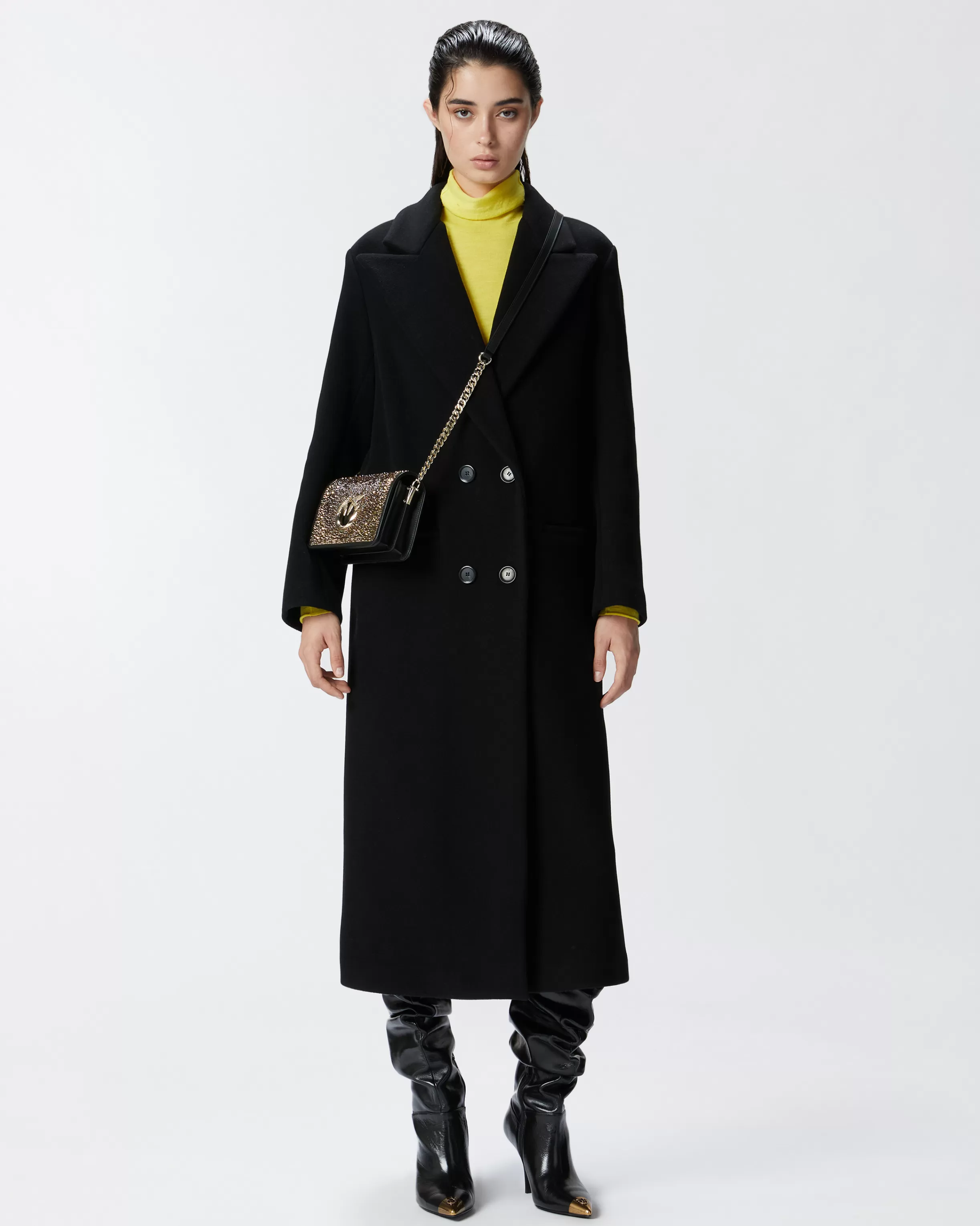 PINKO Long double-breasted coat with matching belt