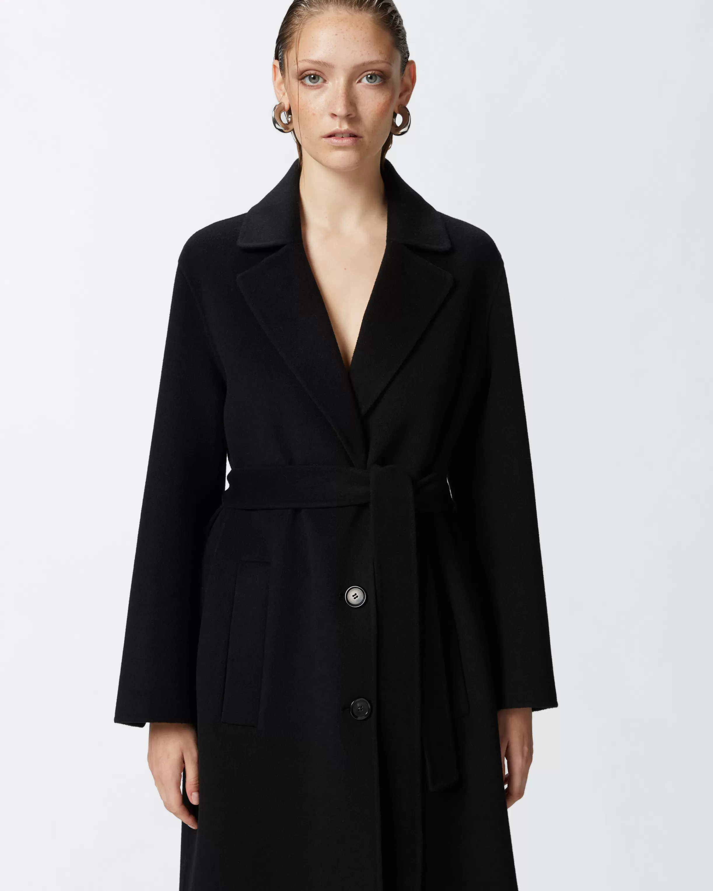 PINKO Long double-layered cloth coat with belt