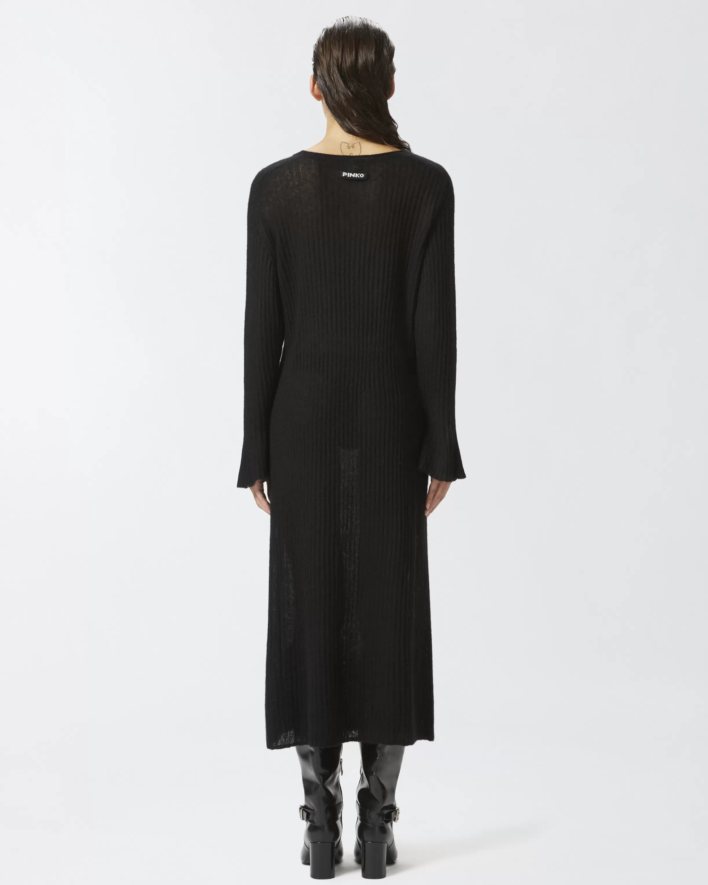 PINKO Long dress in light, veil-effect ribbed knit fabric