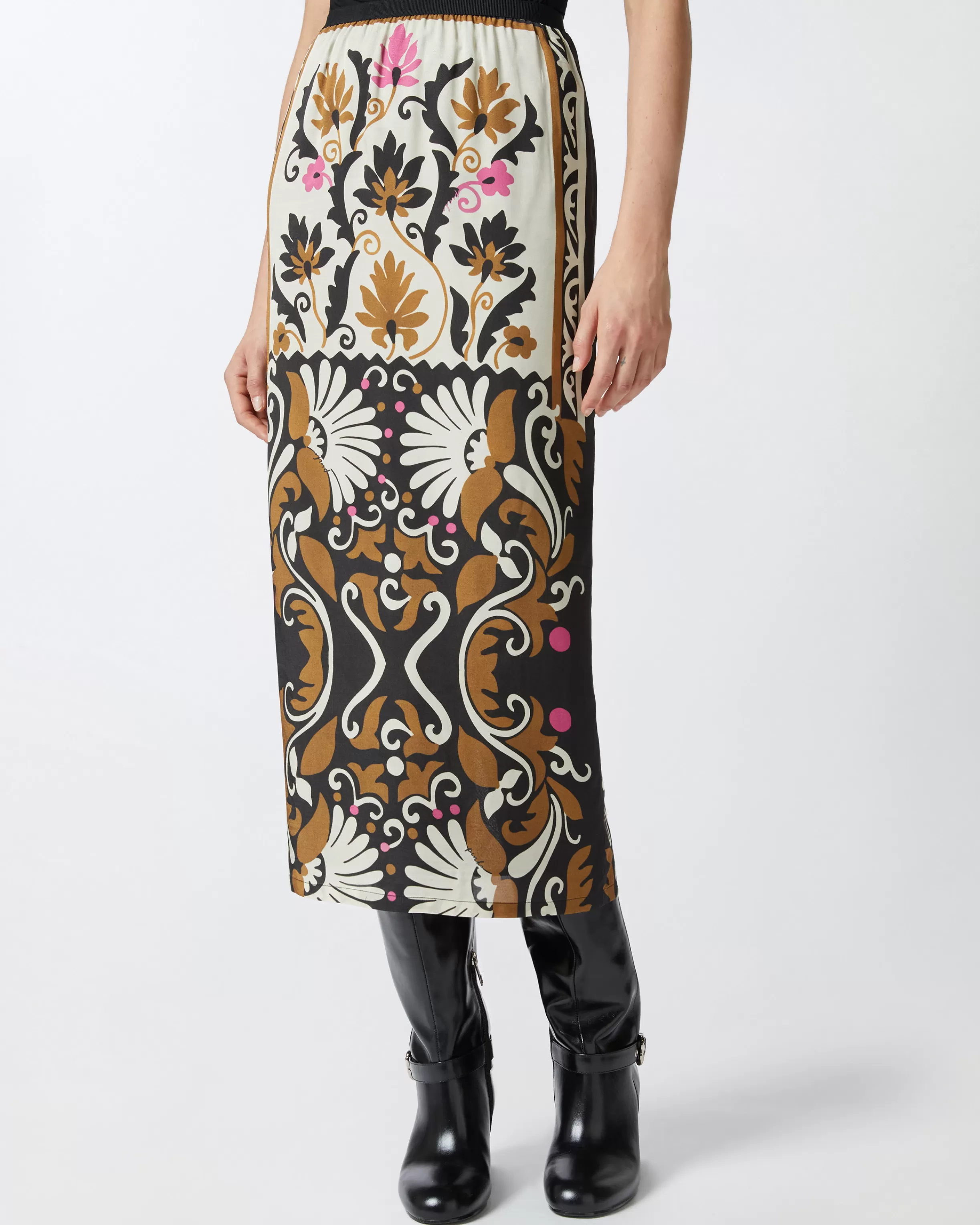 PINKO Long floral-print skirt with slit