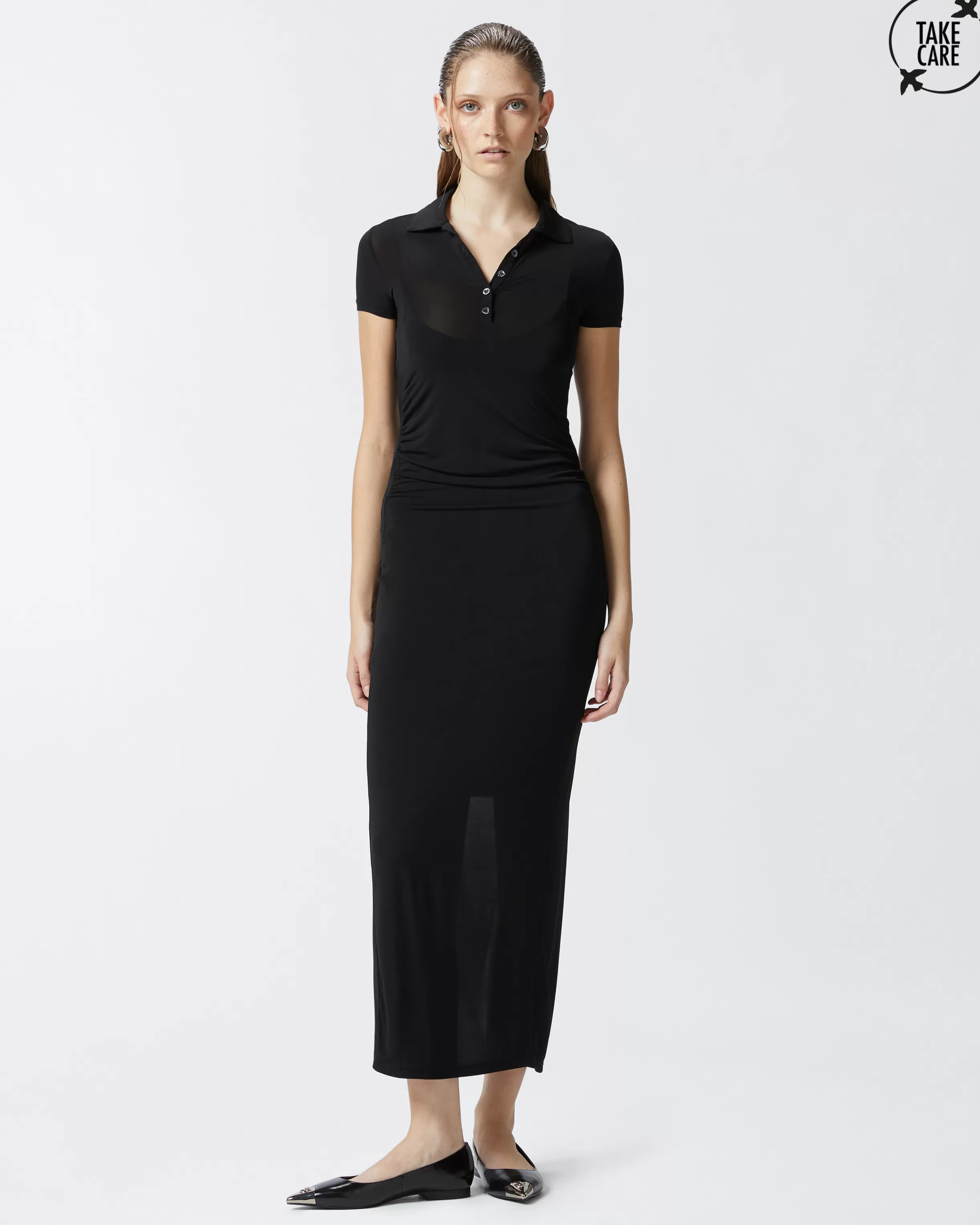 PINKO Long polo dress in lightweight jersey