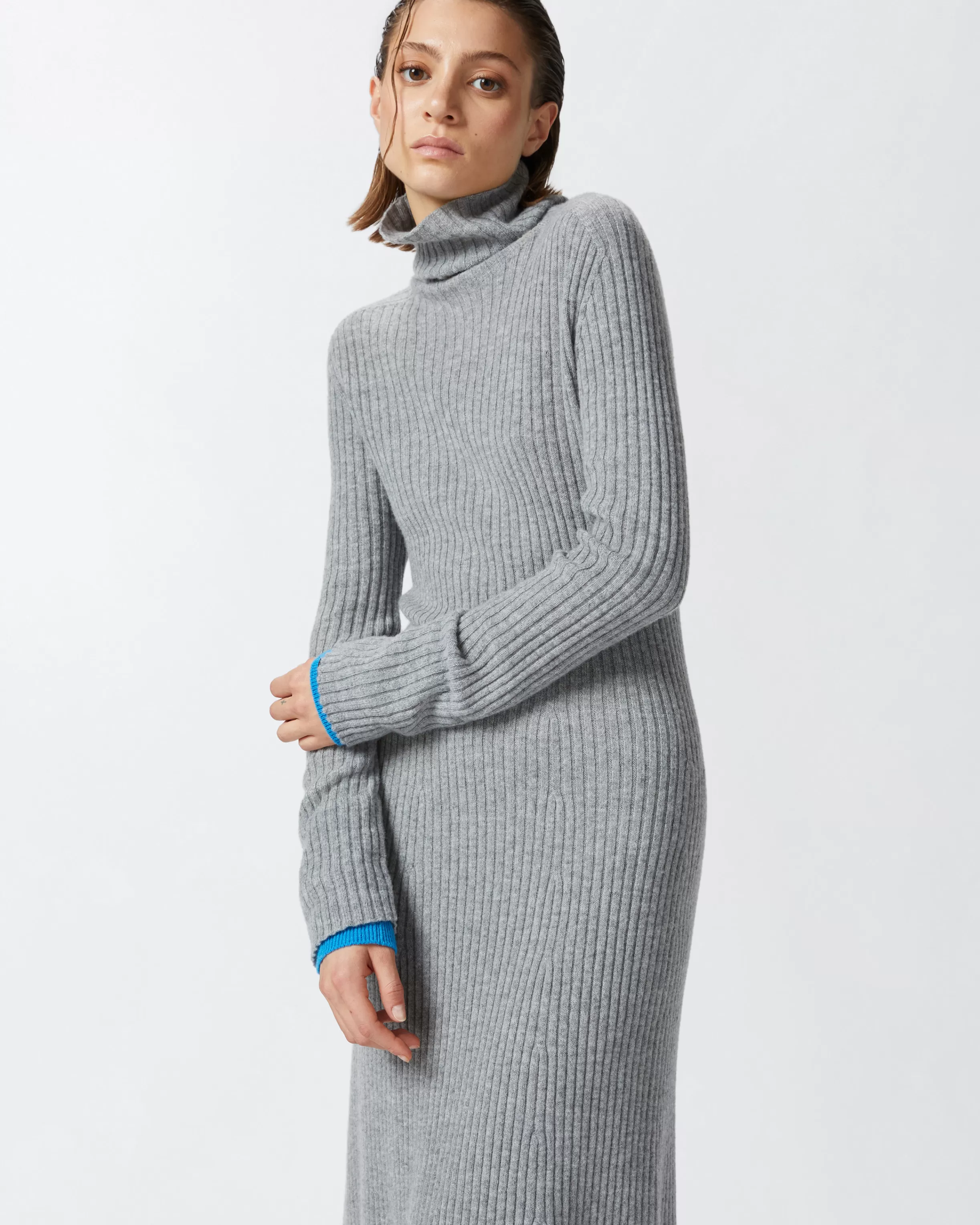 PINKO Long ribbed knit cashmere-blend dress