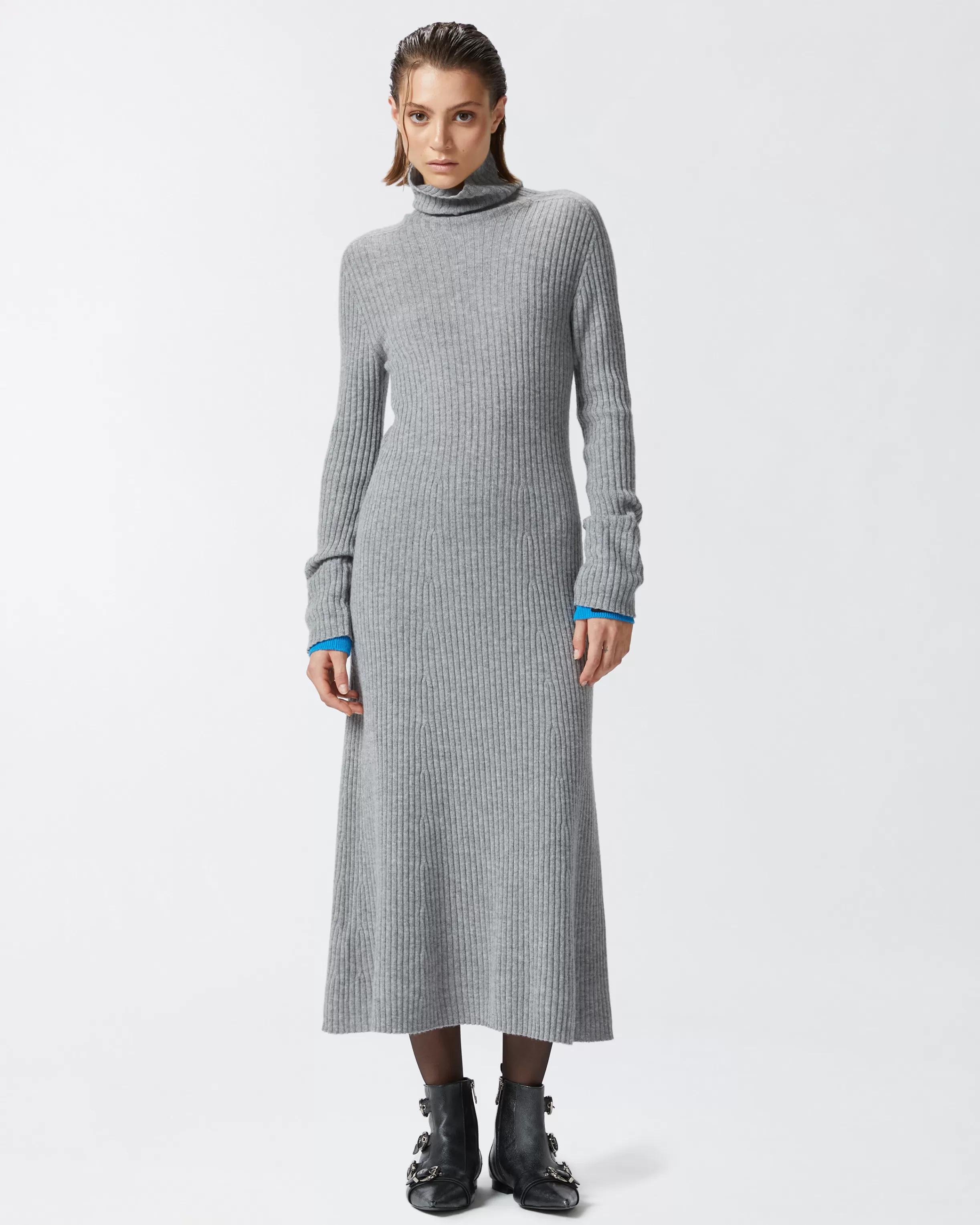 PINKO Long ribbed knit cashmere-blend dress