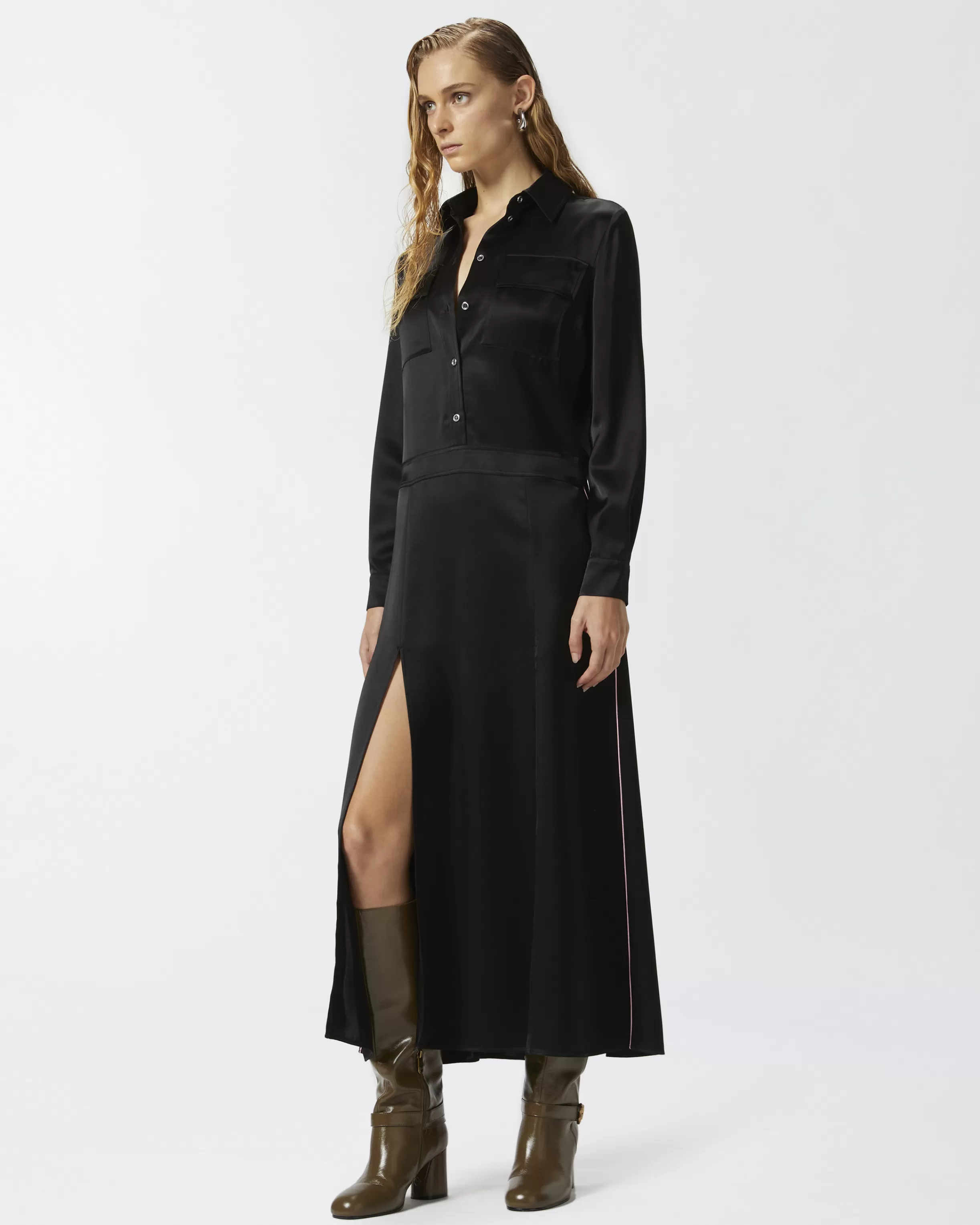 PINKO Long satin shirt dress