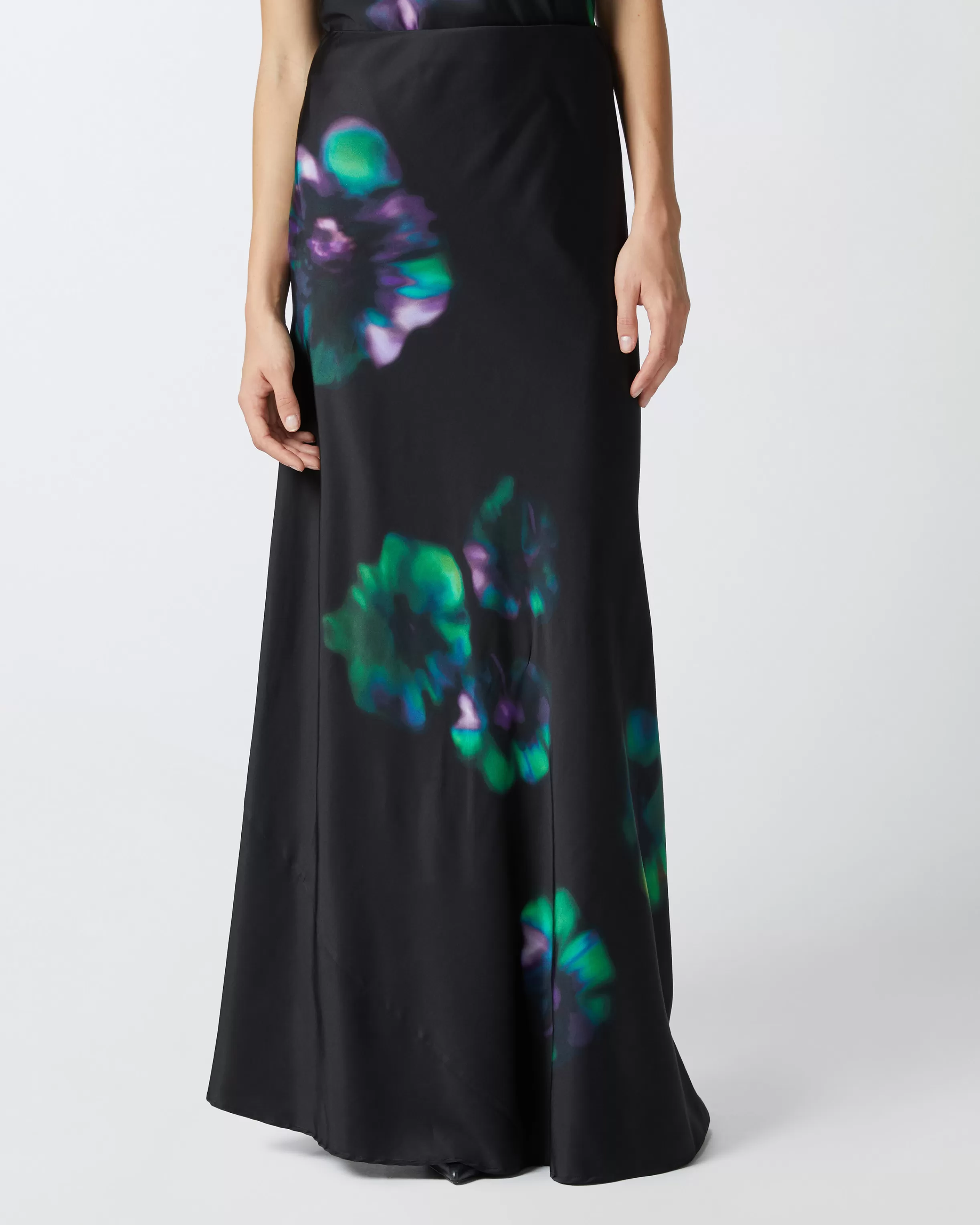 PINKO Long satin skirt with floral print