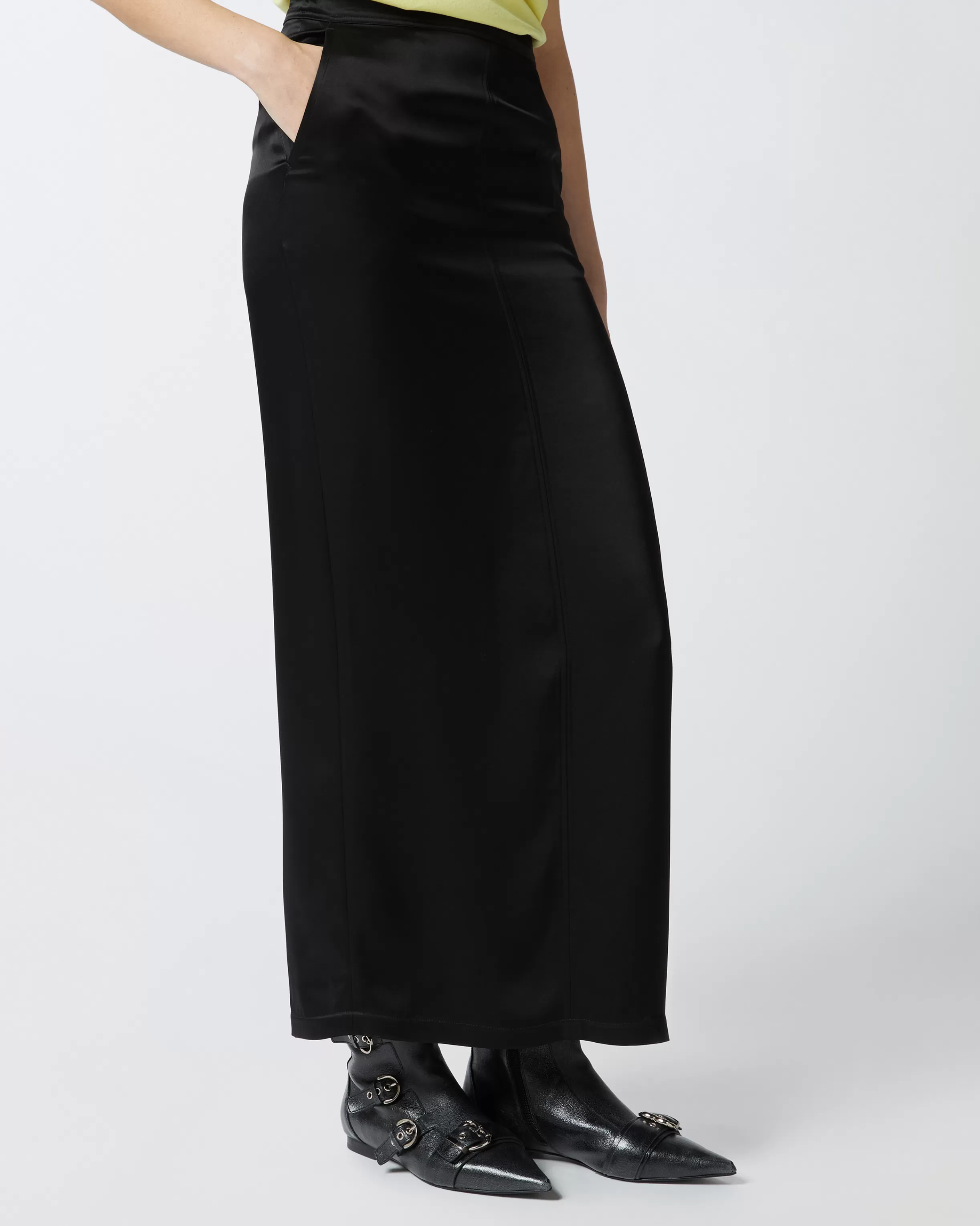 PINKO Long satin skirt with rear slit