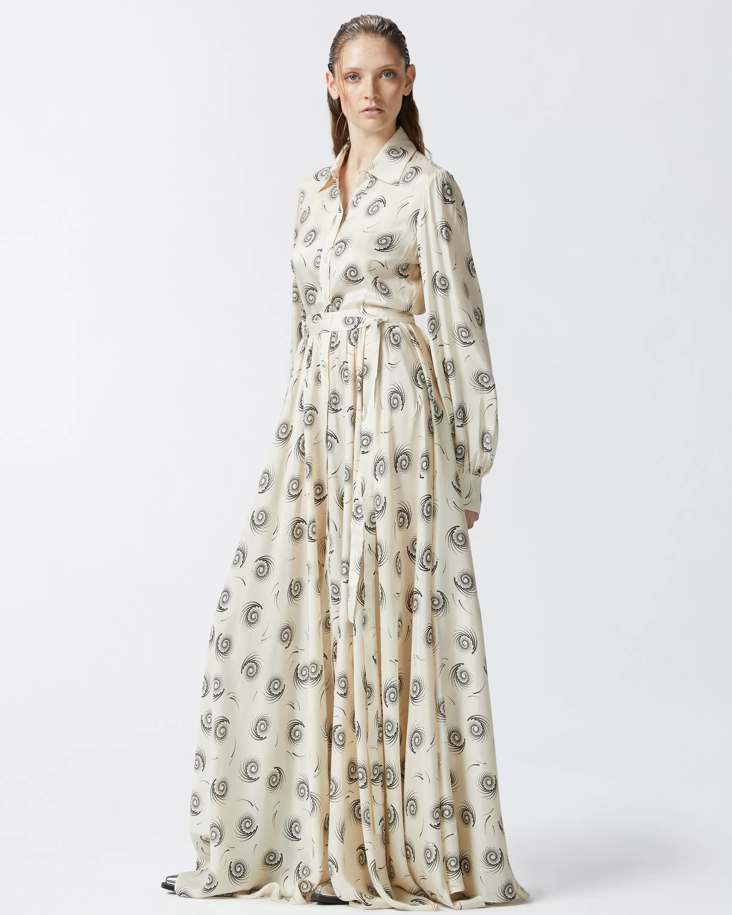 PINKO Long shirt dress with swirl print