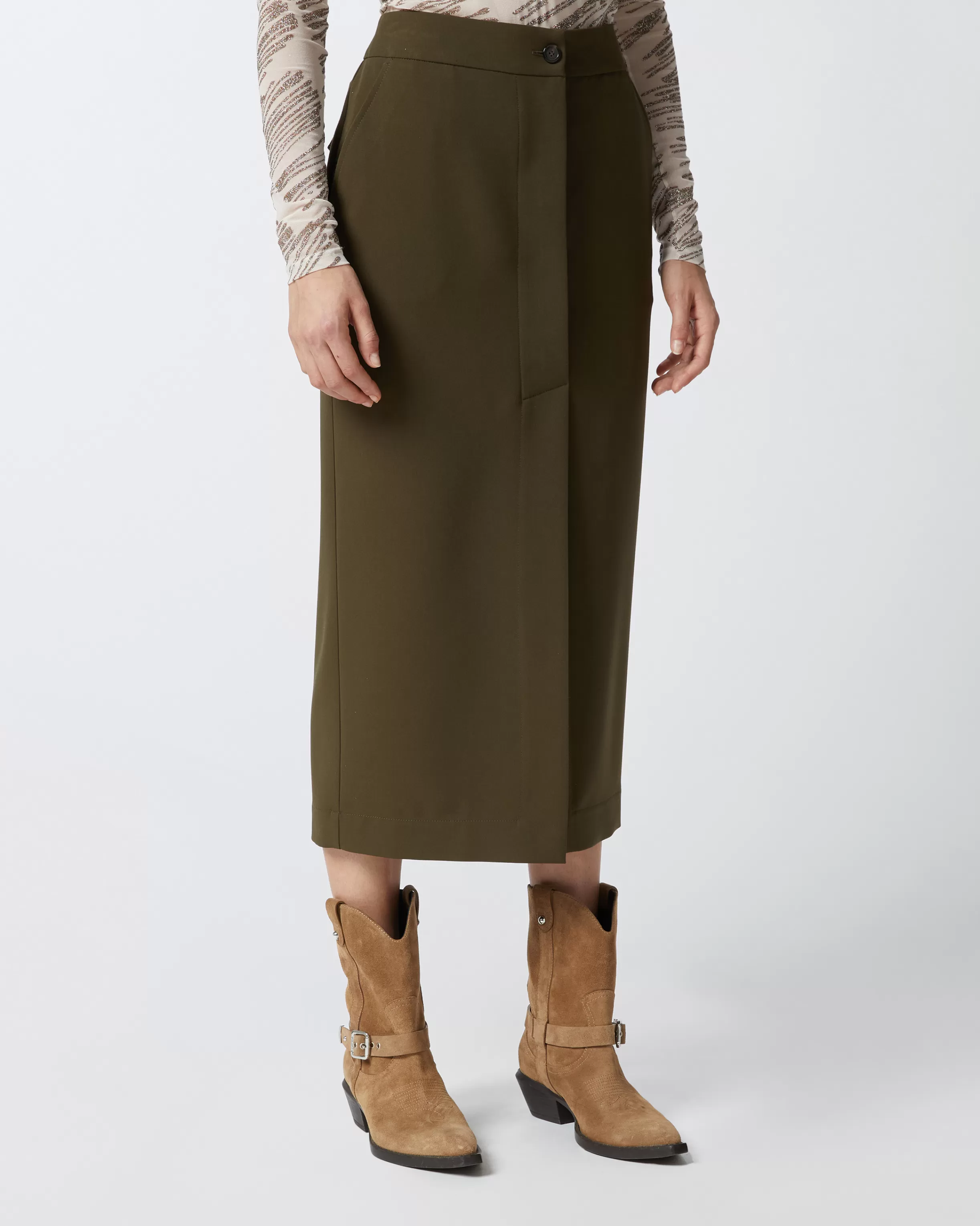 PINKO Long utility skirt in fluid fabric