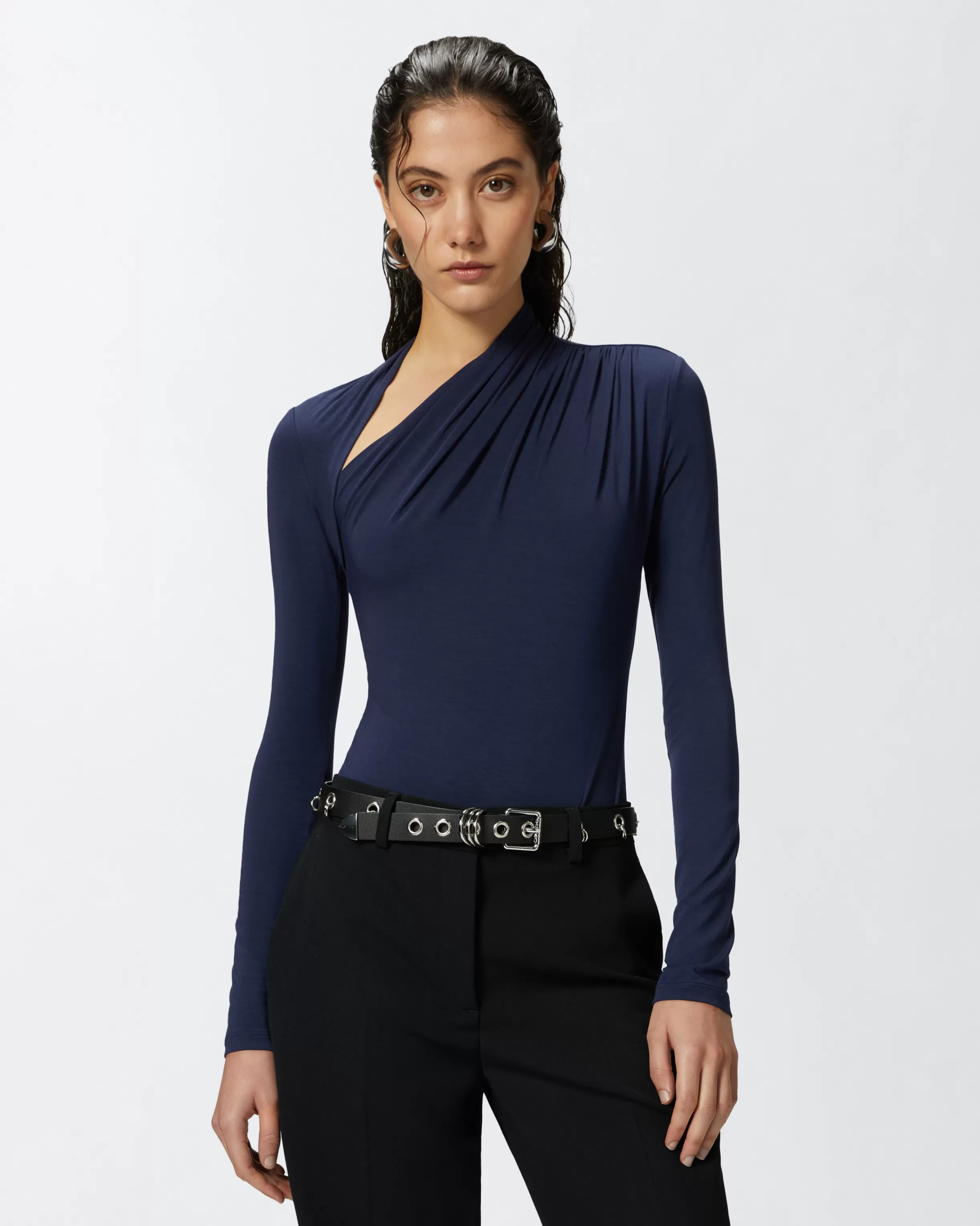 PINKO Long-sleeved bodysuit with asymmetric neck