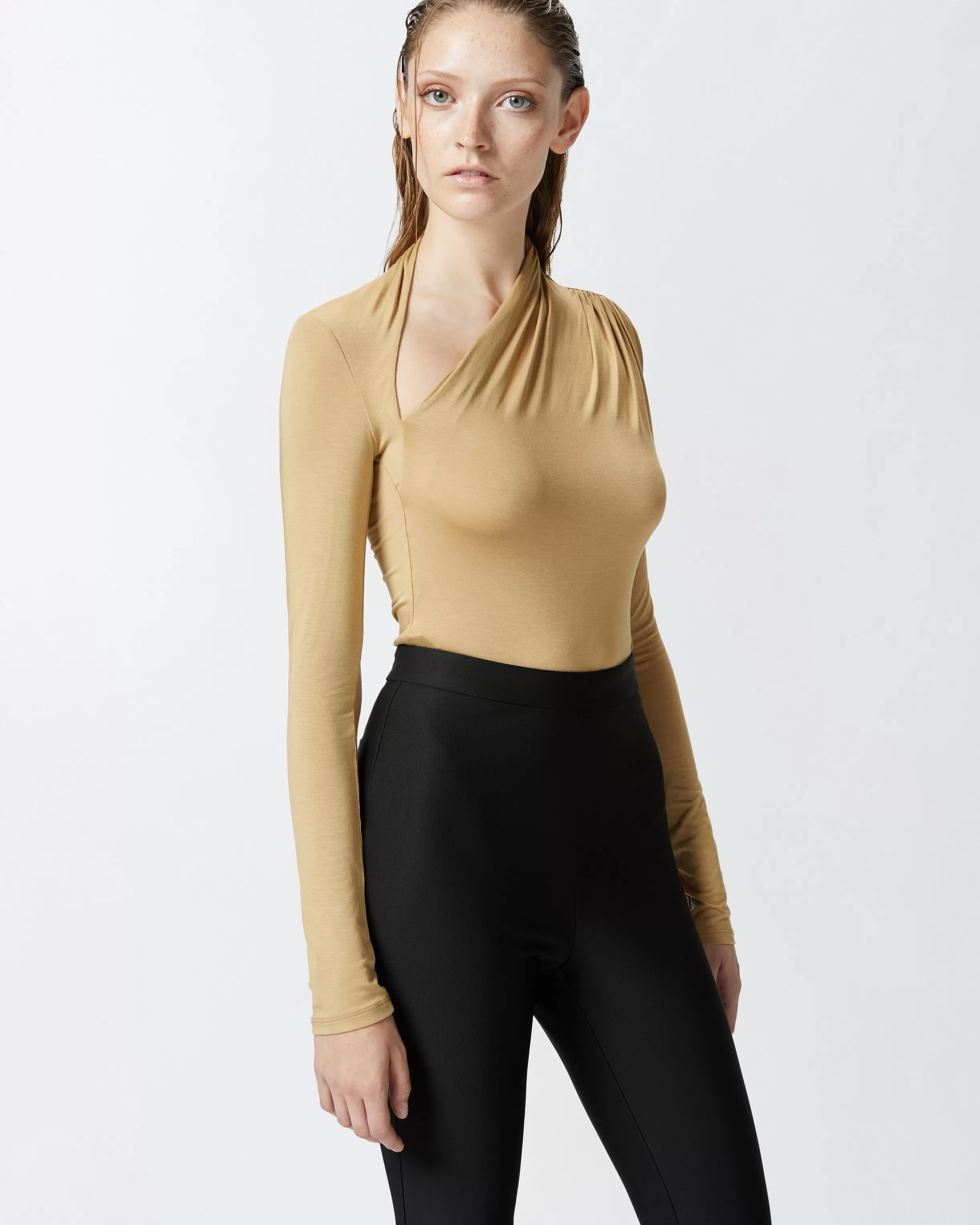 PINKO Long-sleeved bodysuit with asymmetric neck