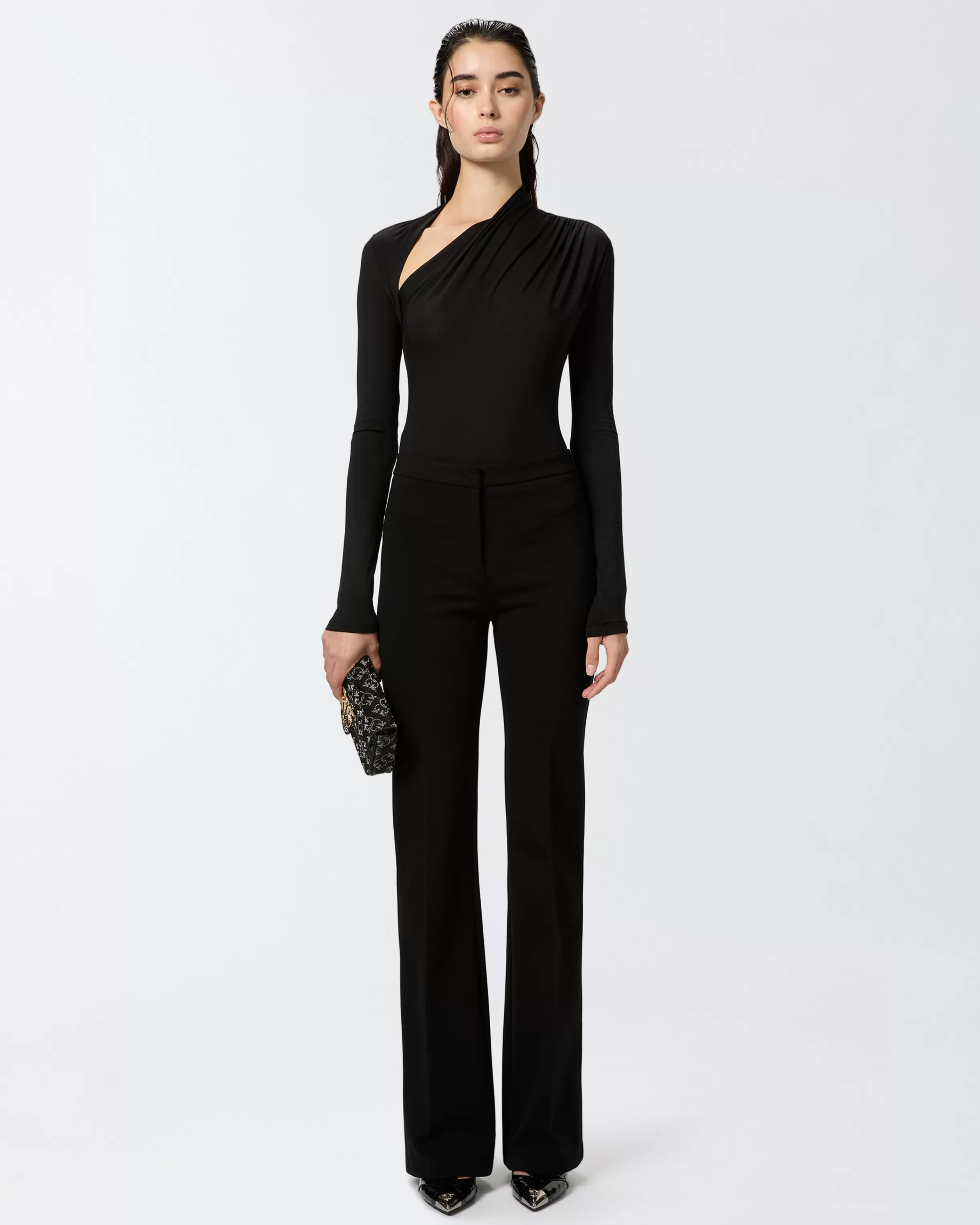 PINKO Long-sleeved bodysuit with asymmetric neck