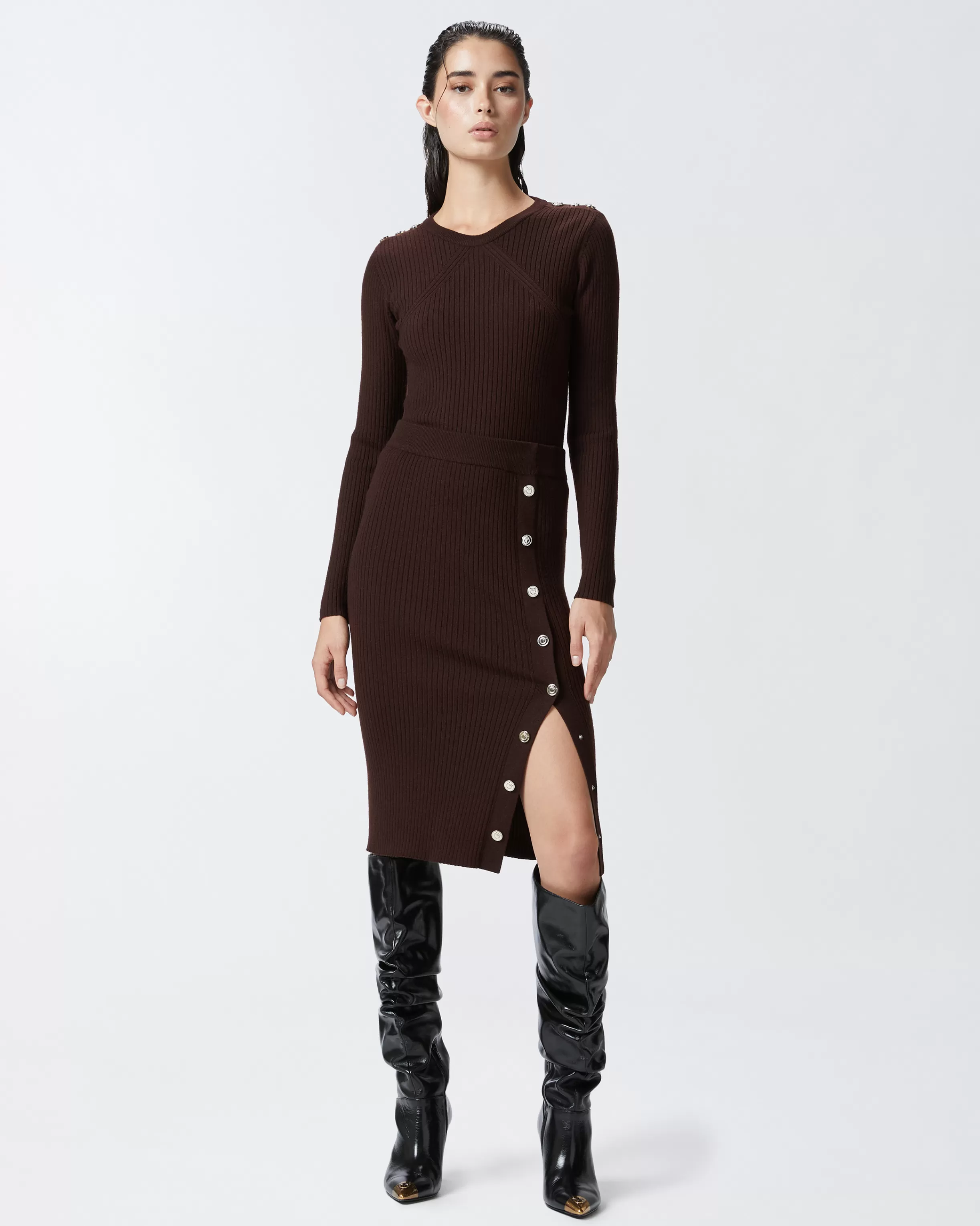 PINKO Long-sleeved ribbed wool sweater