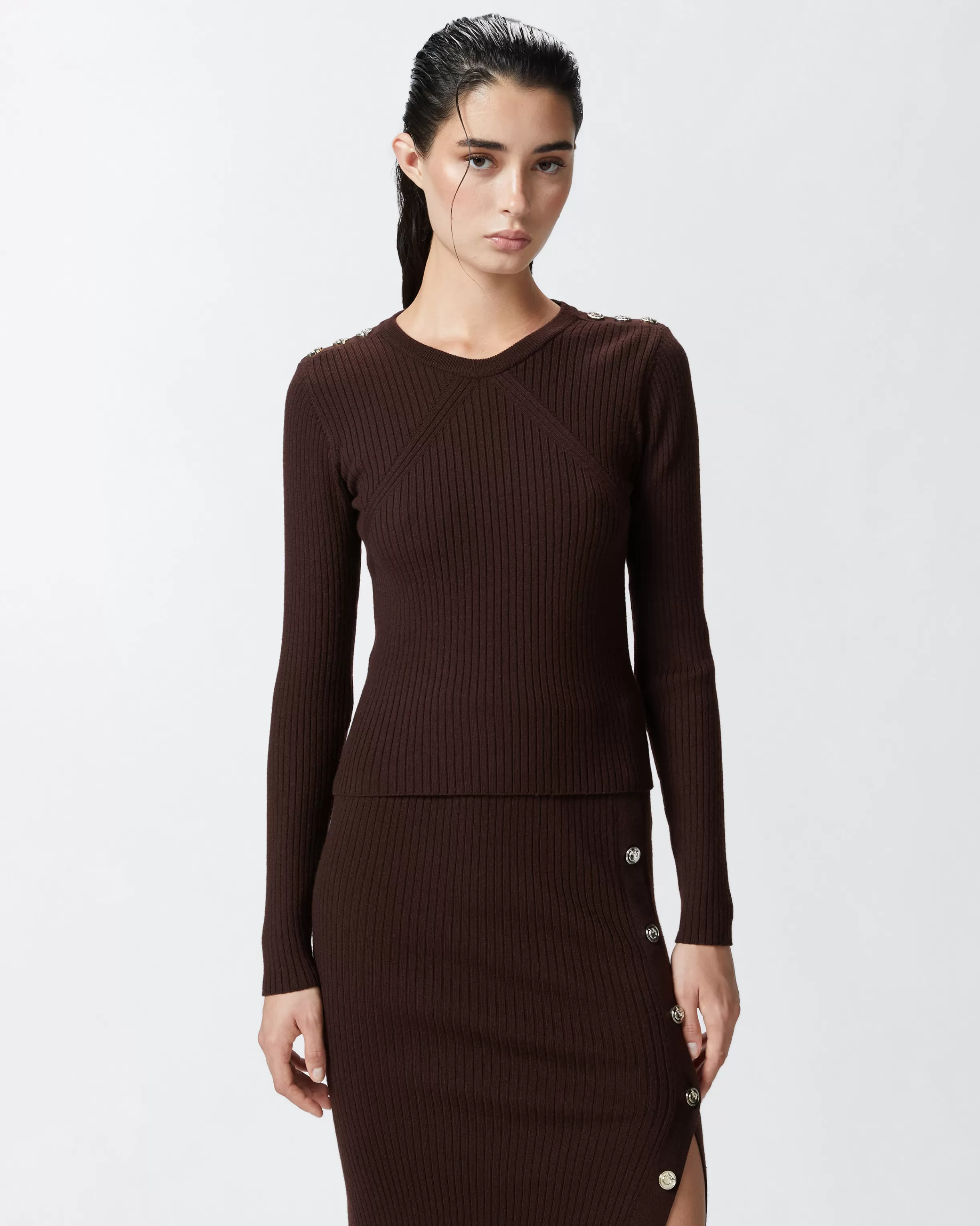 PINKO Long-sleeved ribbed wool sweater